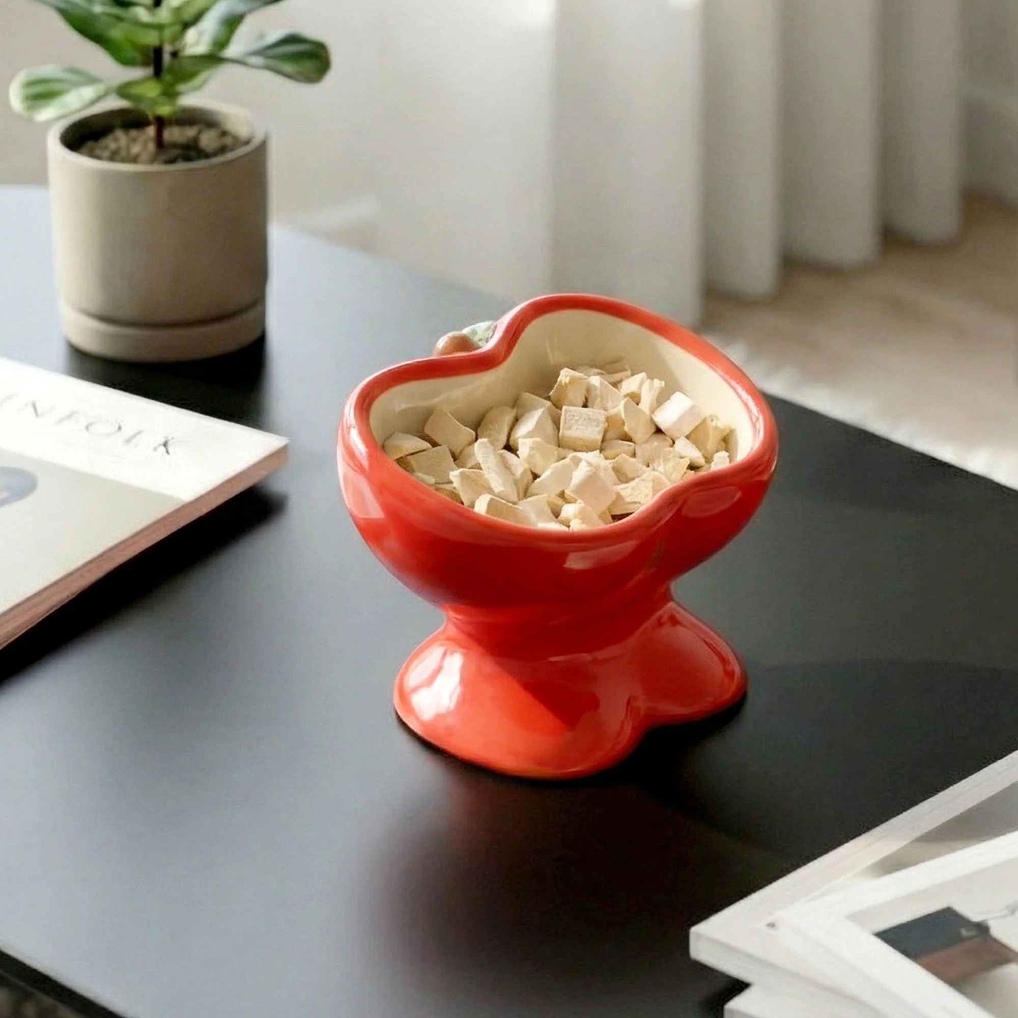 9oz Apple Bliss Elevated Cat Bowl in Ceramic, 9oz