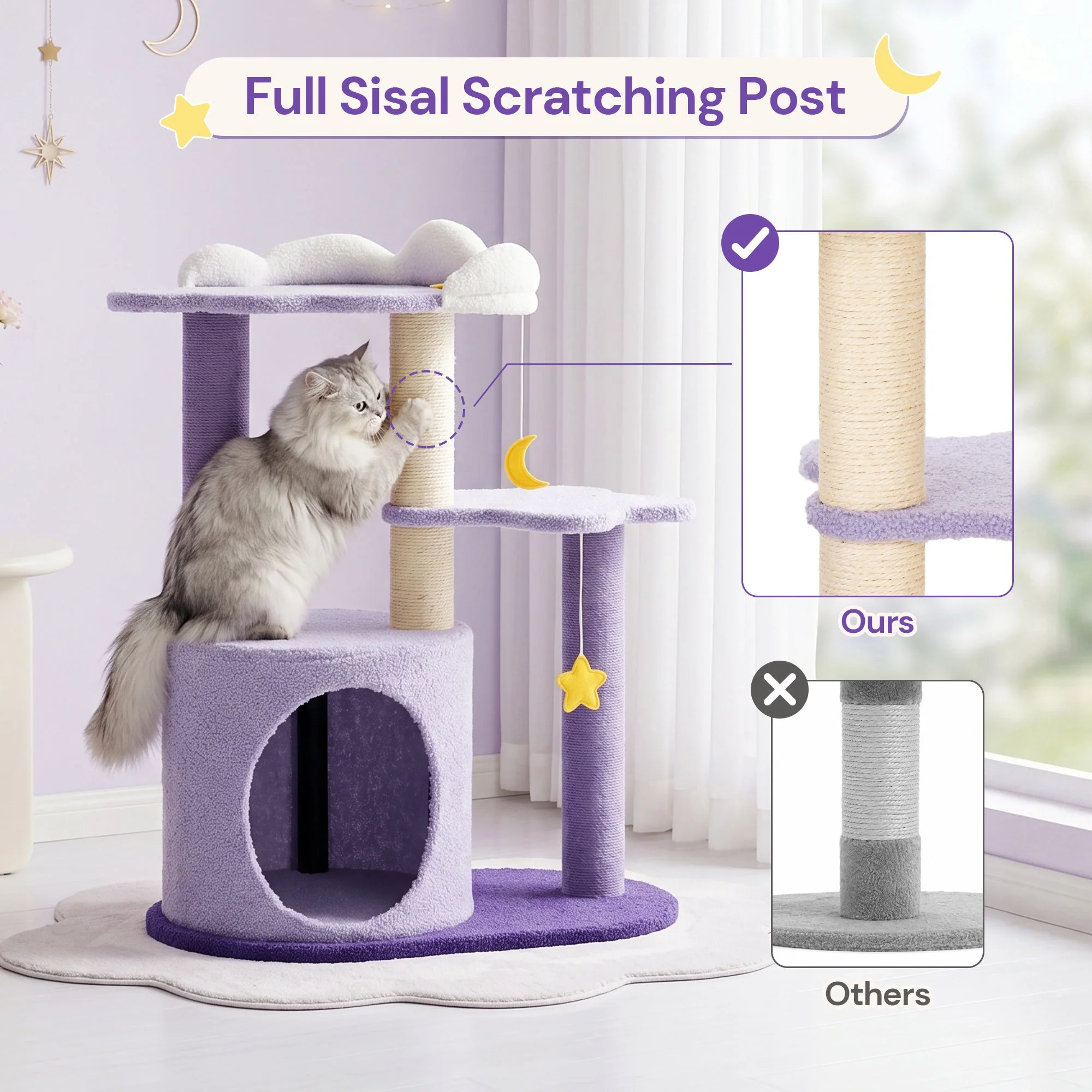 Árbol para gatos Moonlight Cottage de 28" para gatitos y gatos pequeños
