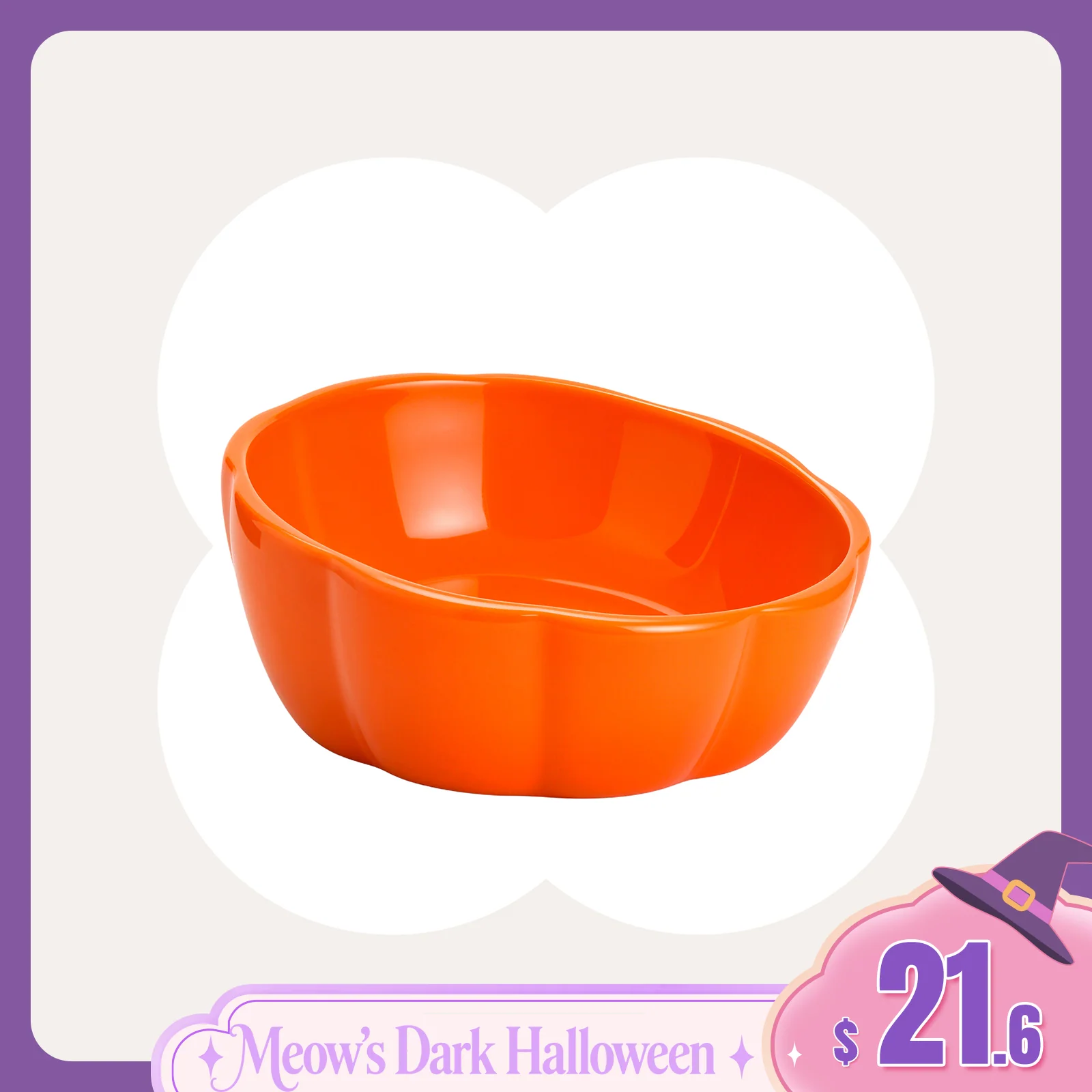 10 oz Pumpkin Patch Cat Bowl in Orange or Green Ceramic