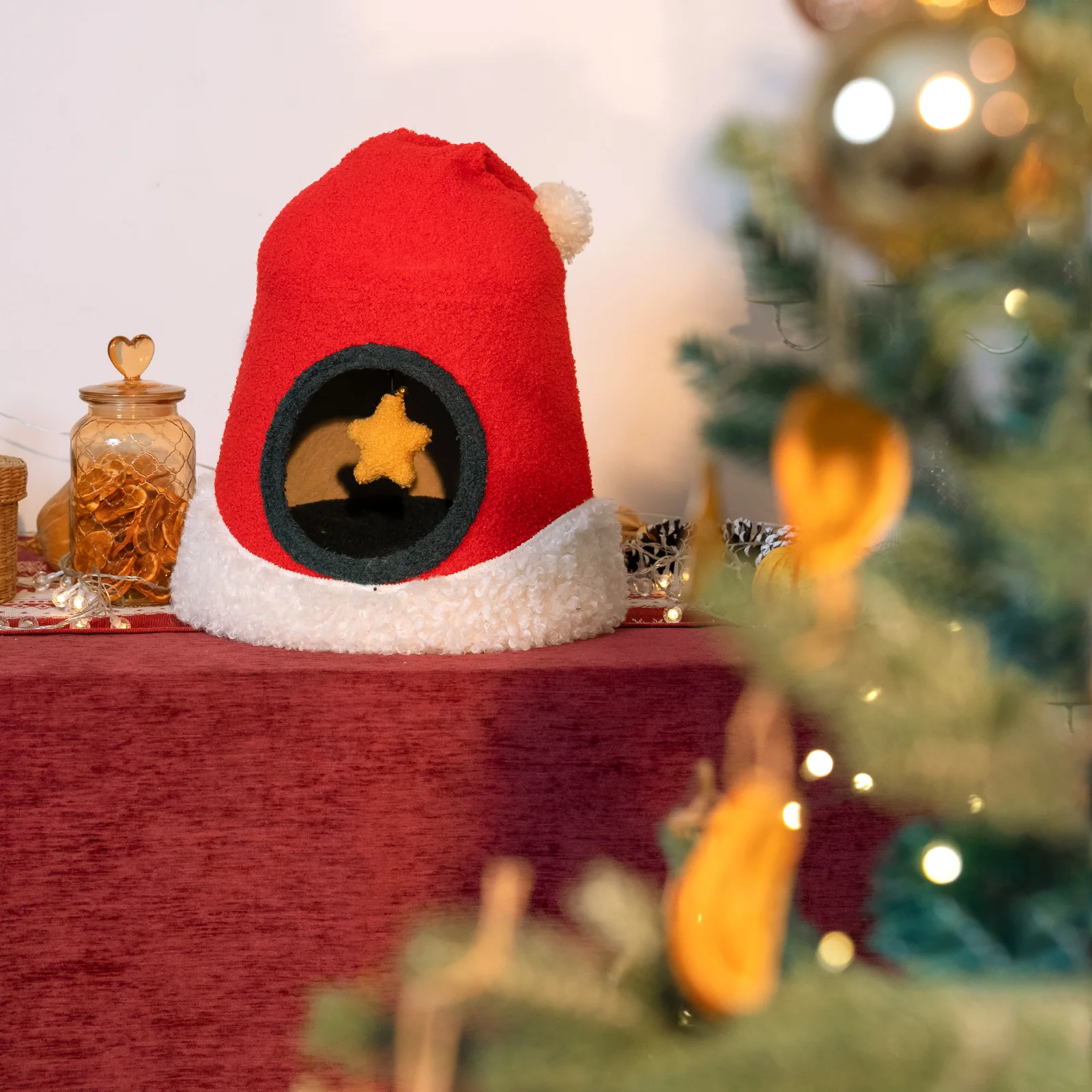 Christmas Tree Cat Bed Tent With Removable Top for Cats and Small Dogs