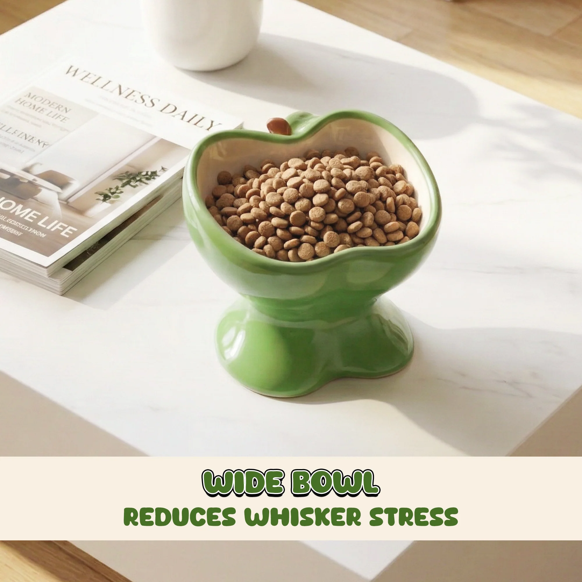 9oz Apple Bliss Elevated Cat Bowl in Ceramic, 9oz