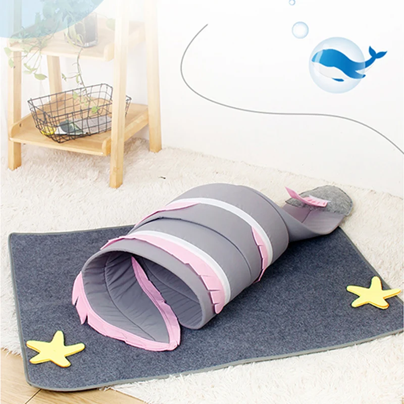 Fish Adventure Cat Sniffing Mat Tunnel for Indoor Play and Scratching