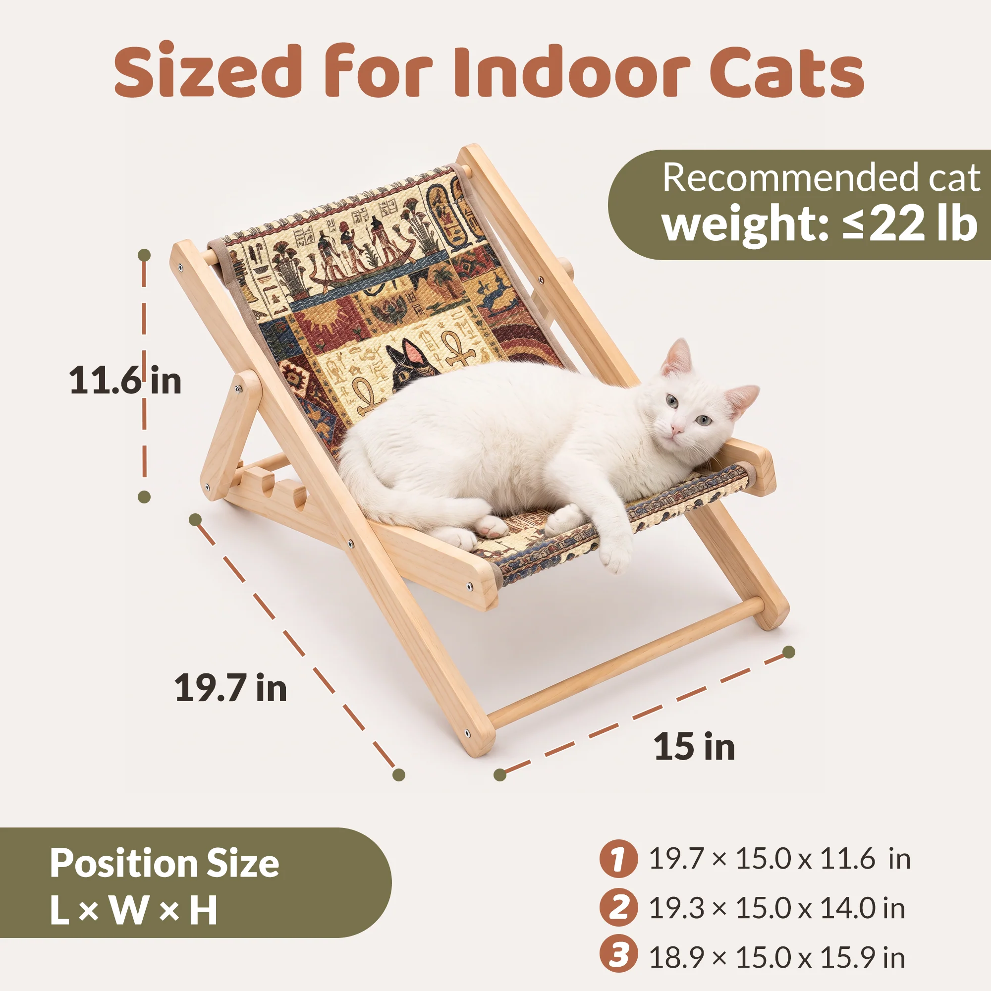 Chaise lounge pliable pour chat Happy & Polly avec tapis griffoir remplaçable