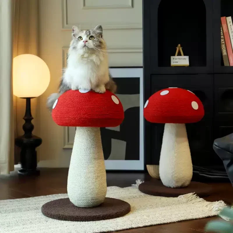 Mushroom Cat Scratcher Sisal Toy for Kittens and Small Cats