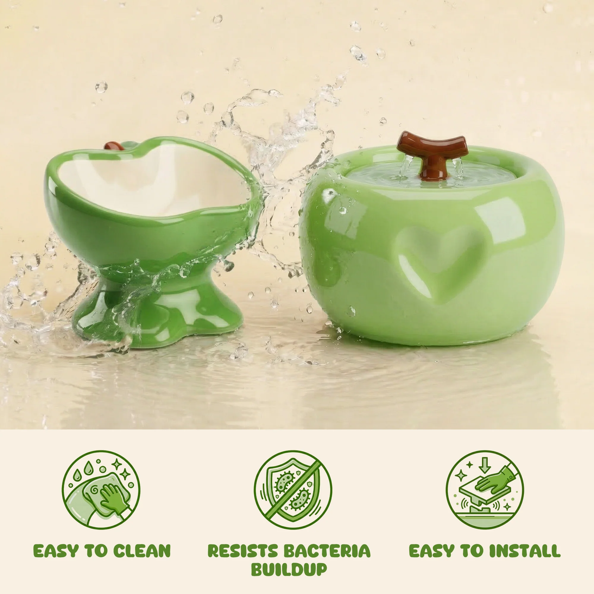Set de comedero y fuente Love Apple para gatos