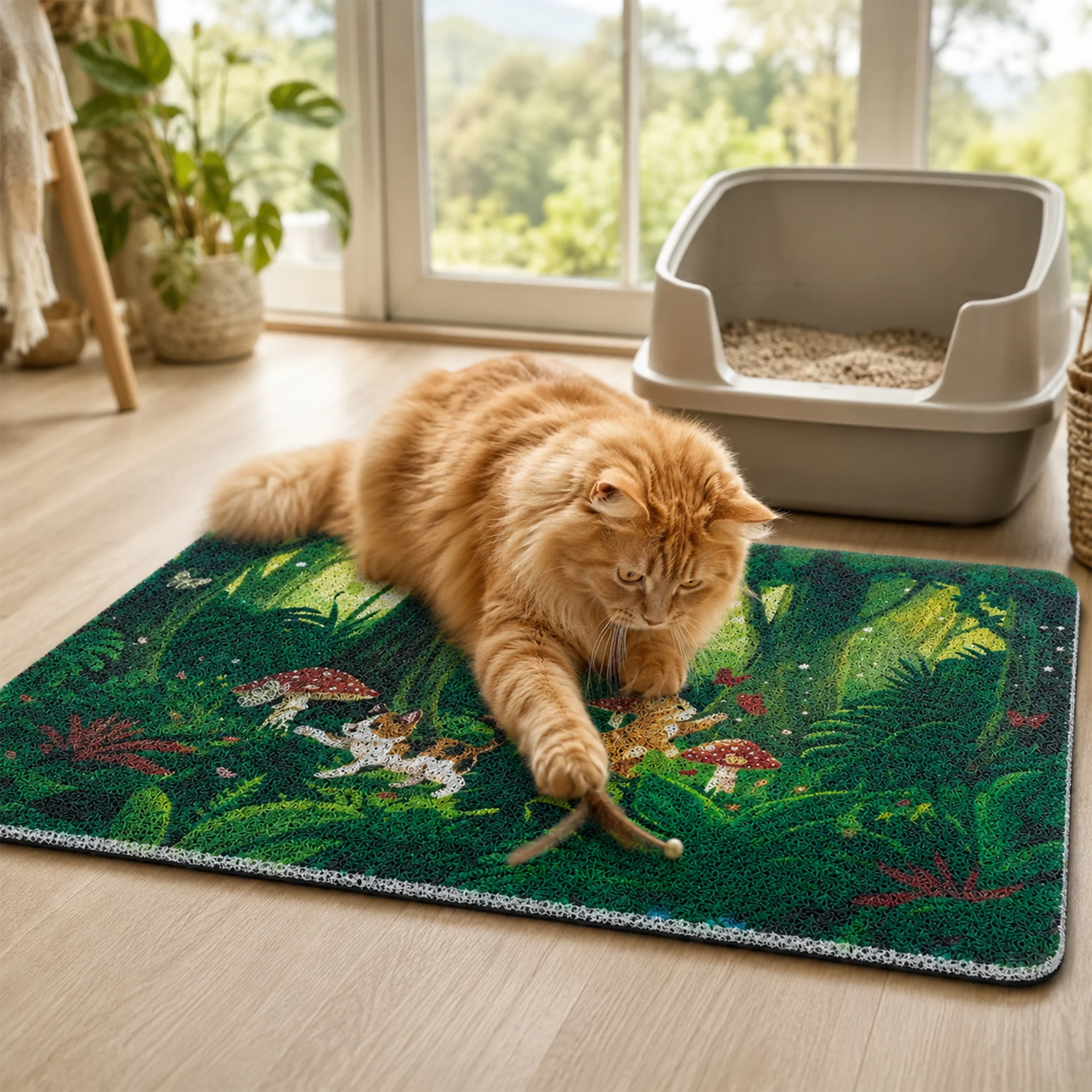 Tropical Jungle kattenbakmat met waterdichte antislip basis