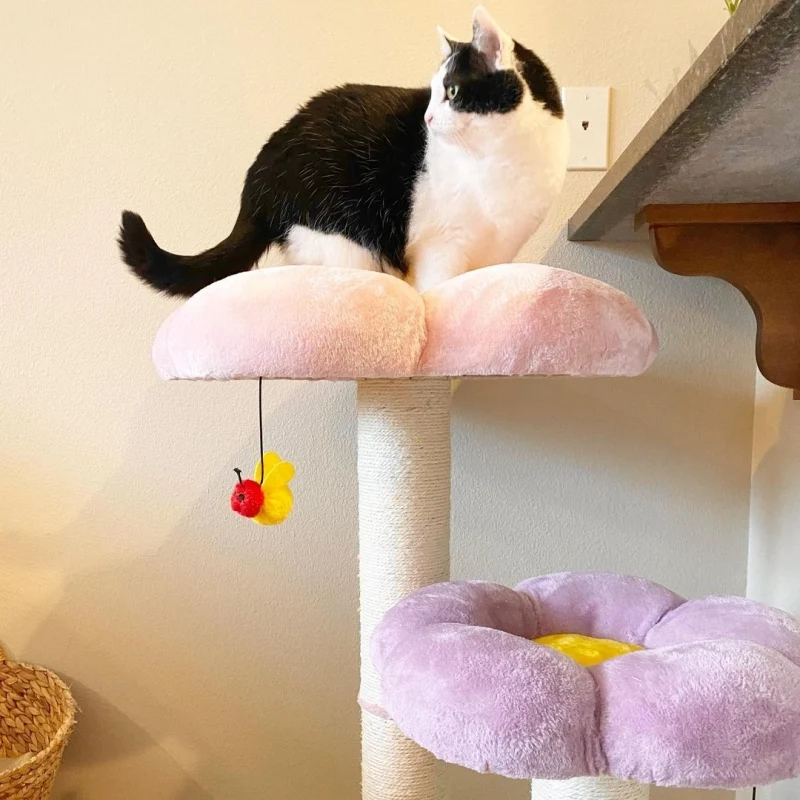 Arbre à chat trois fleurs, structure d'escalade multi-niveaux pour grands chats