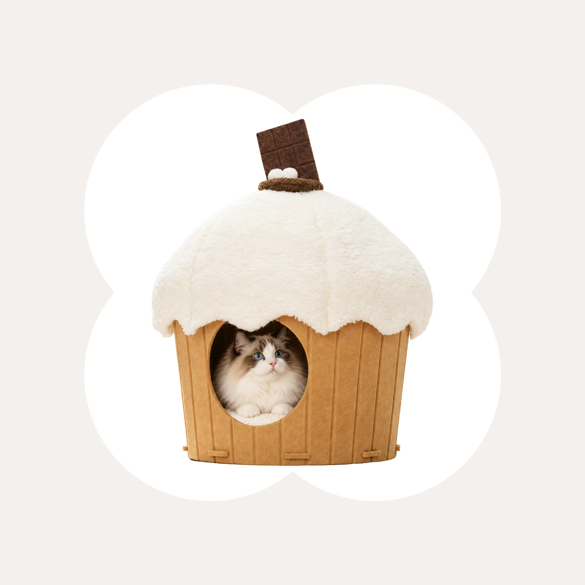 Cupcake 2-in-1 Felt Cat Condo with Removable Cushion