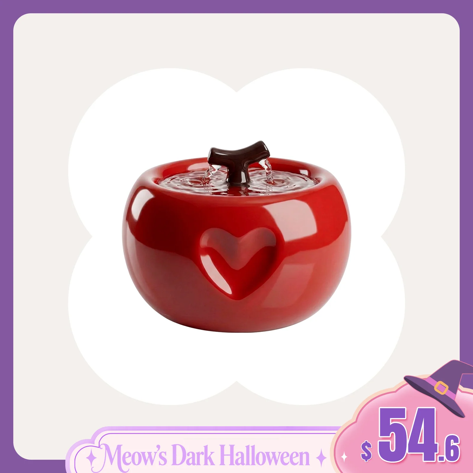 50oz Love Apple Cat Water Fountain
