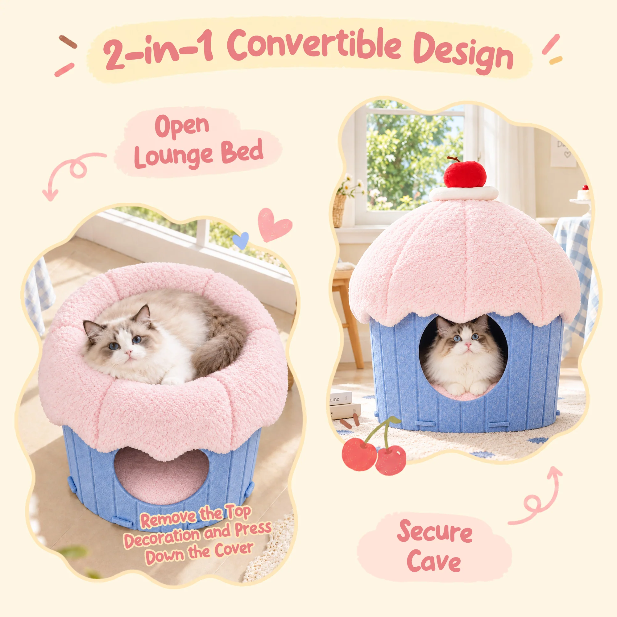 Cupcake 2-in-1 Felt Cat Condo with Removable Cushion