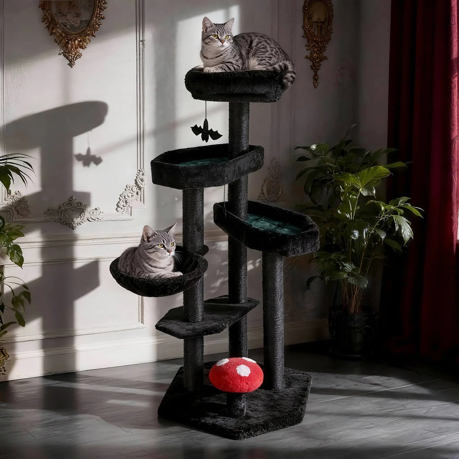 Árbol rascador para gatos estilo gótico mejorado