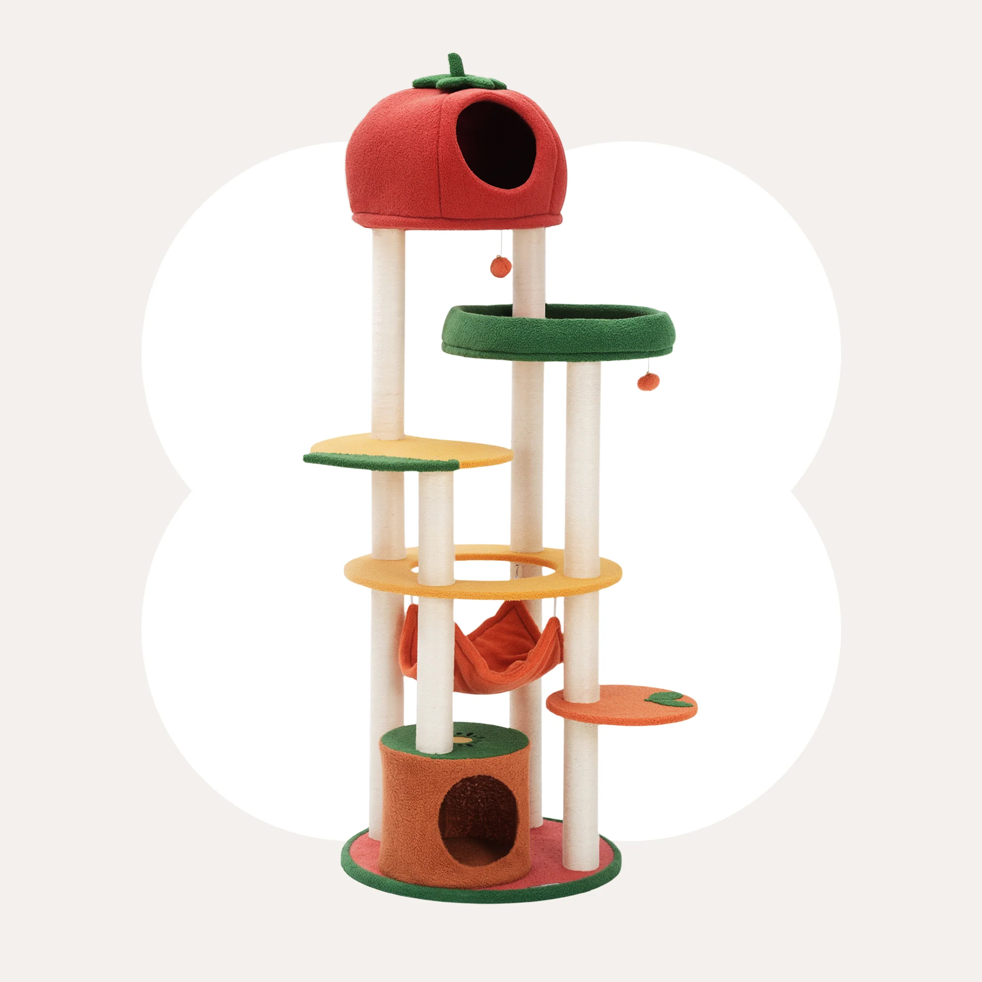 Mango, Çilek ve Portakal Platformlu 71" Fruit World Çok Kedili Kedi Ağacı
