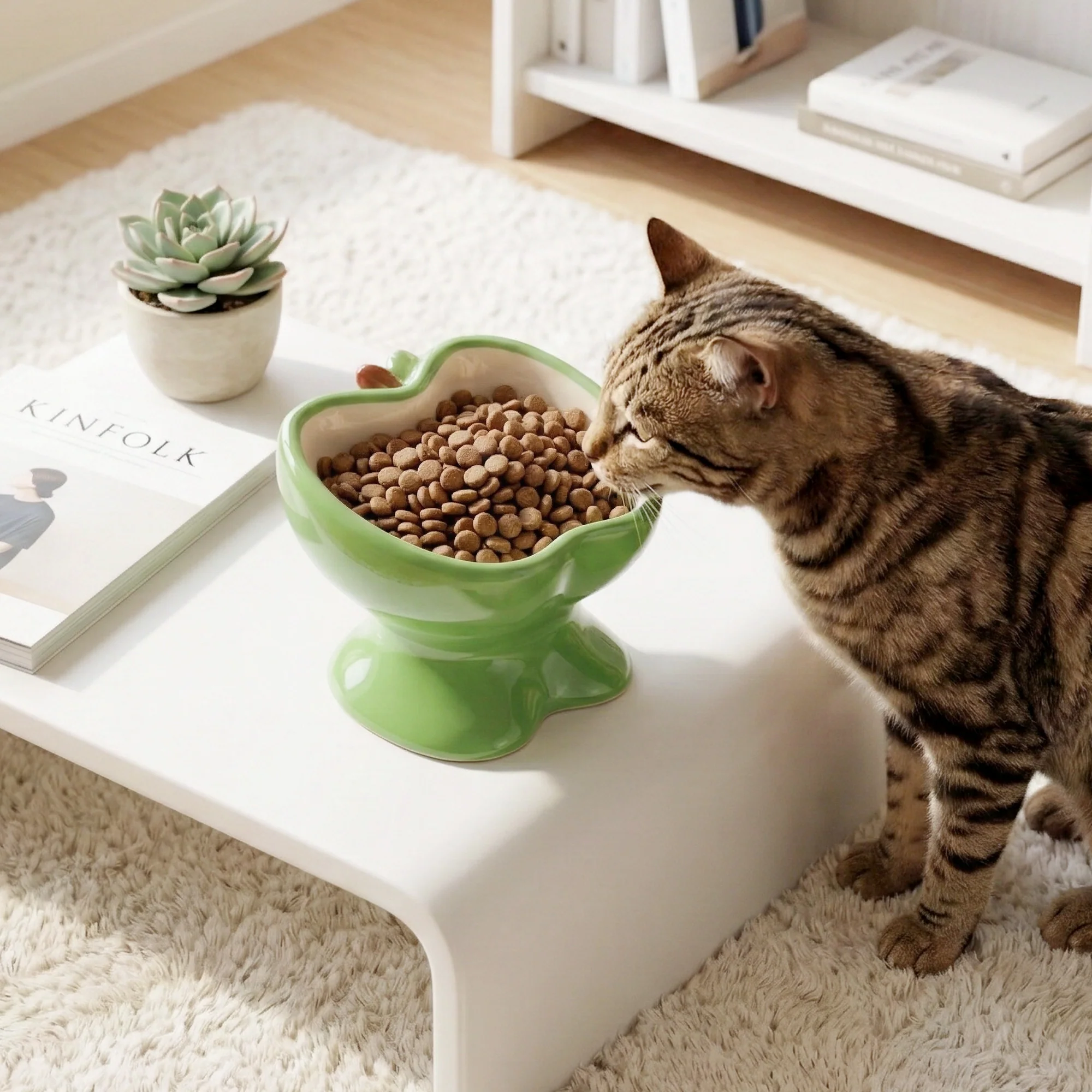 9oz Apple Bliss Elevated Cat Bowl in Ceramic, 9oz