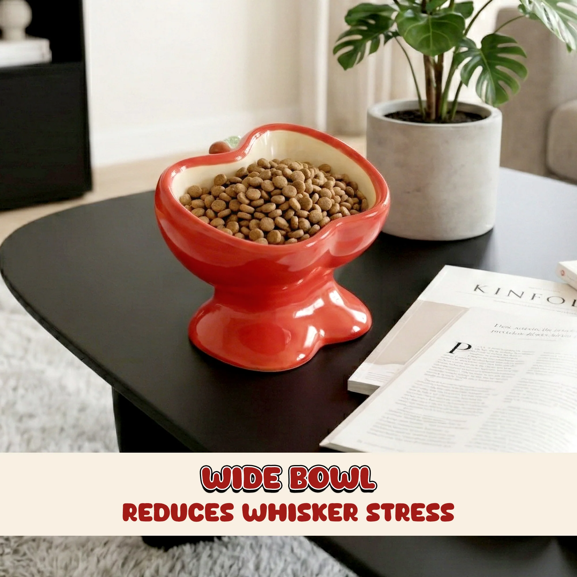 9oz Apple Bliss Elevated Cat Bowl in Ceramic, 9oz
