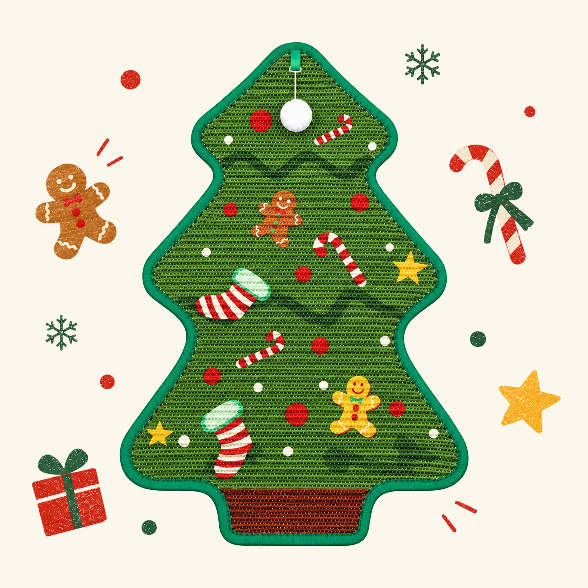 Robuste Weihnachtsbaum-Kratzmatte aus Sisal für Katzen