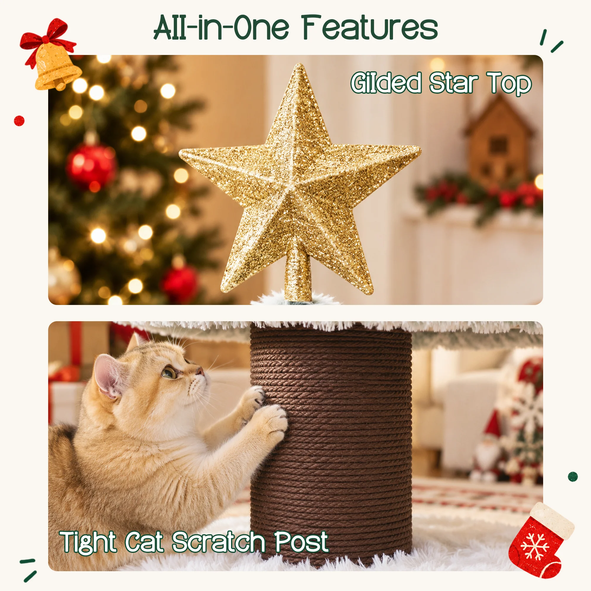 47.2" decoratieve verticale kerstboom-stijl kattenboom
