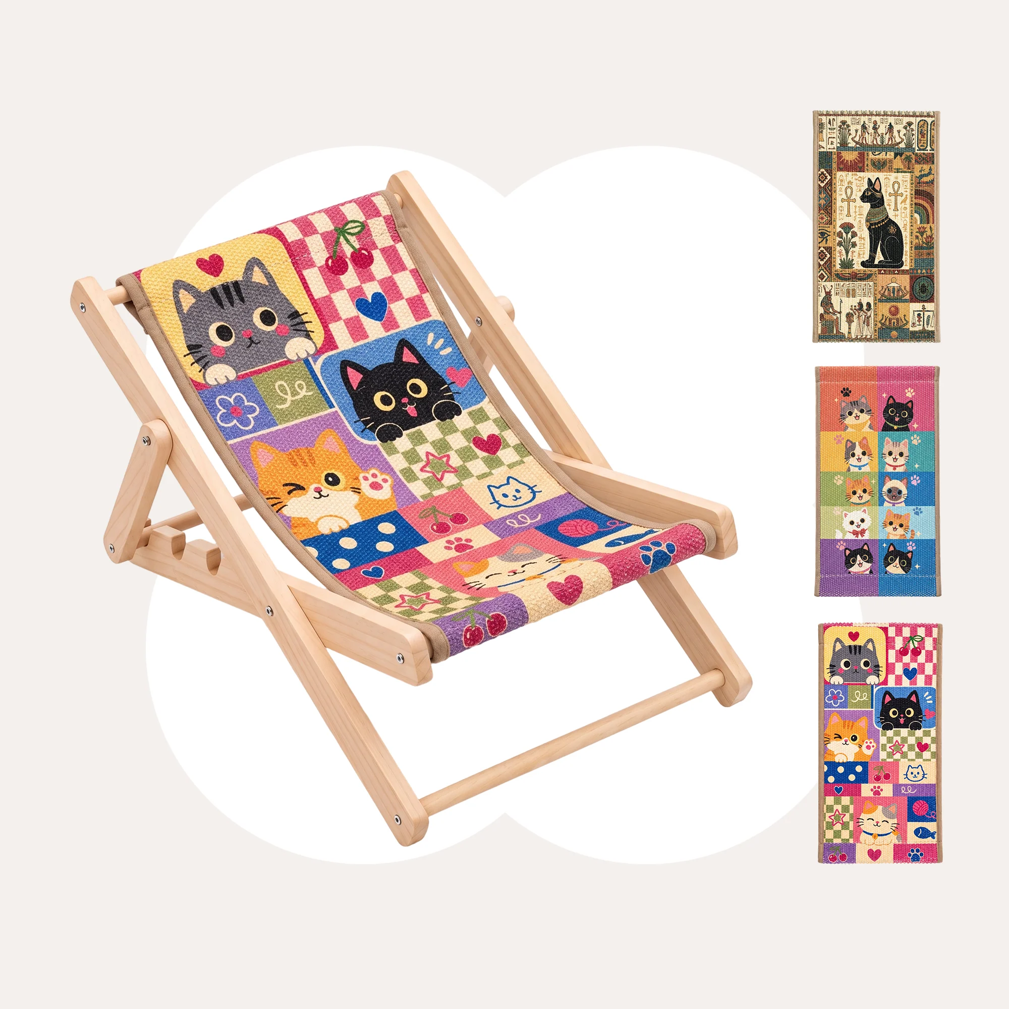 Chaise lounge pliable pour chat Happy & Polly avec tapis griffoir remplaçable