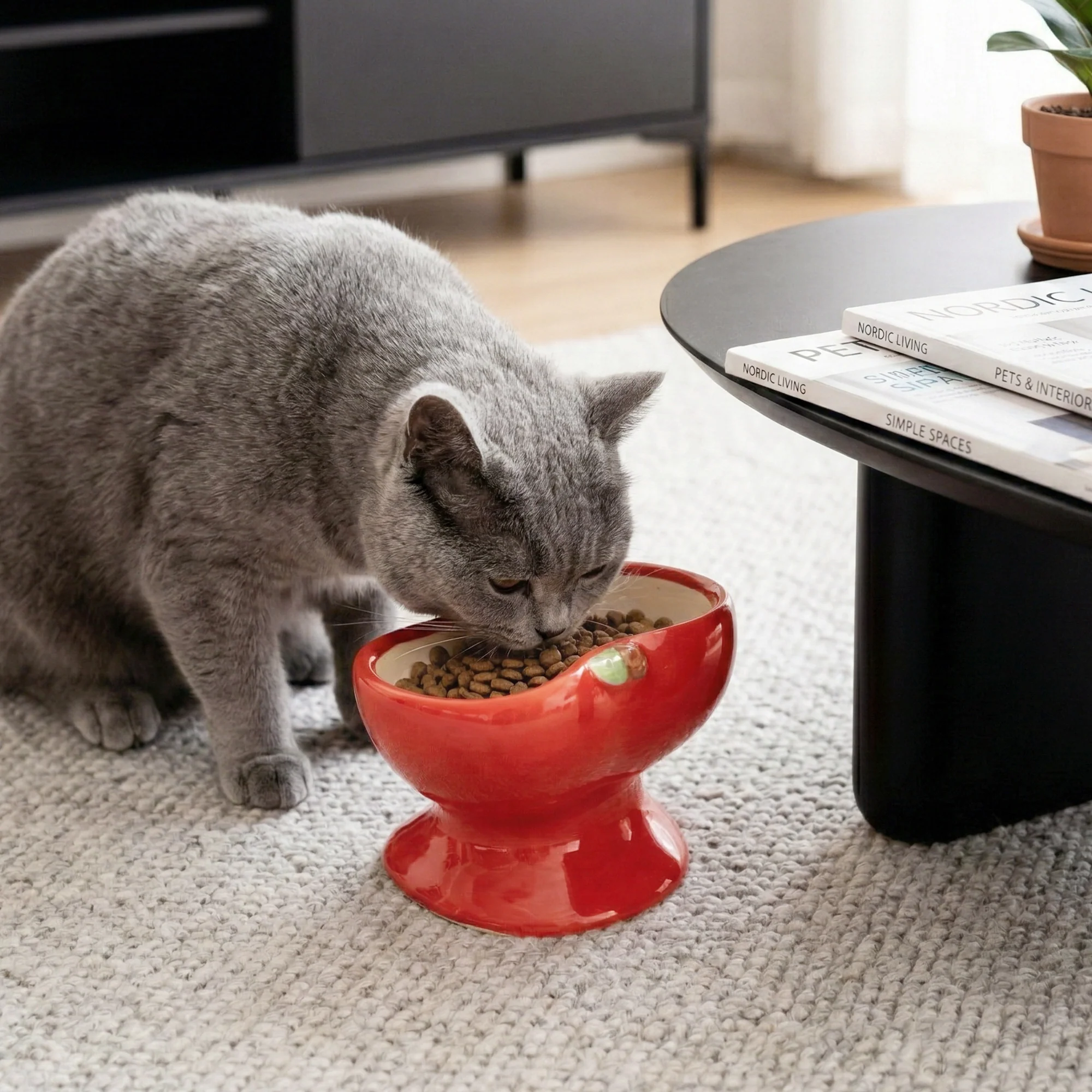 9oz Apple Bliss Elevated Cat Bowl in Ceramic, 9oz