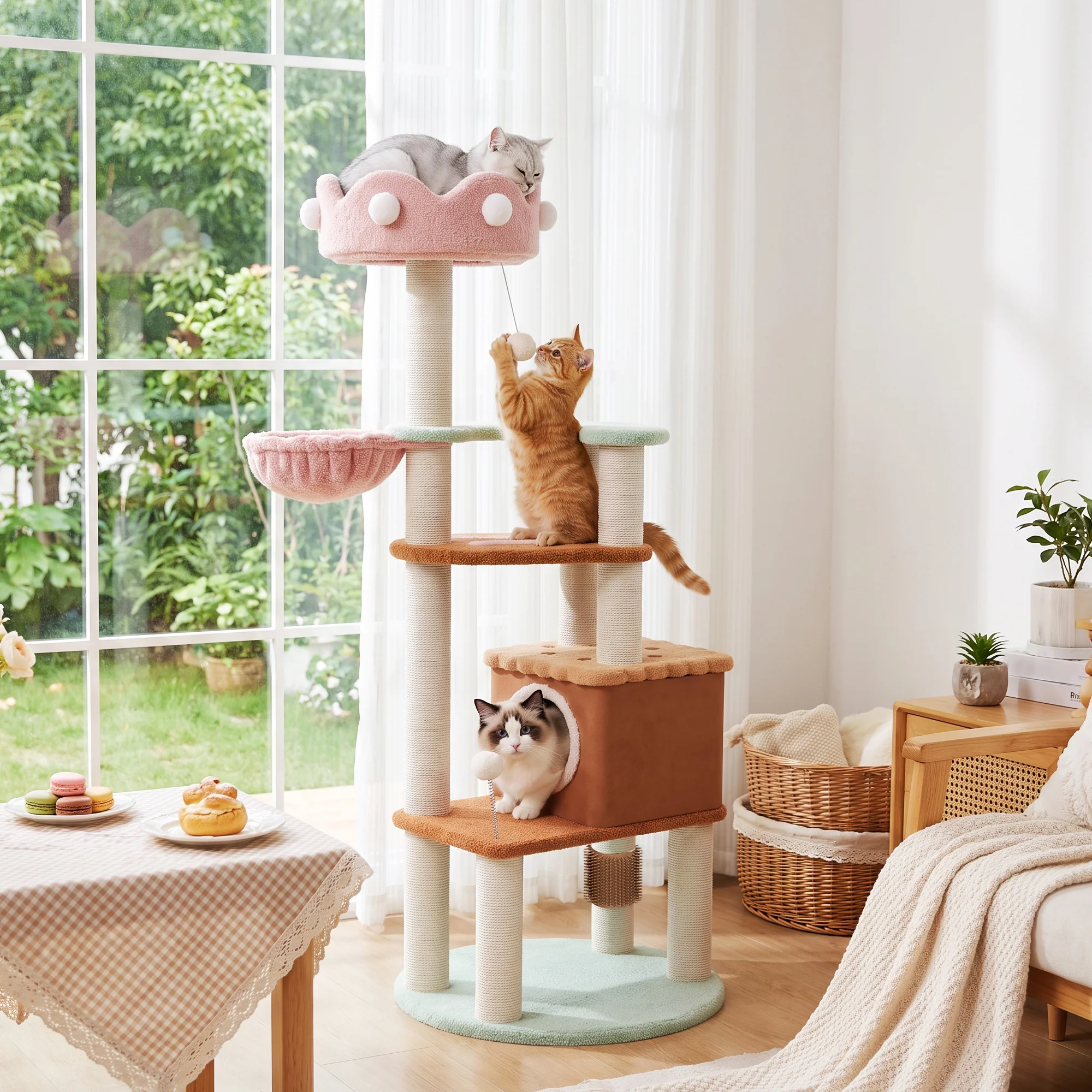 63インチ アイスクリームパレス 多層キャットツリー シェルパパーチ付き