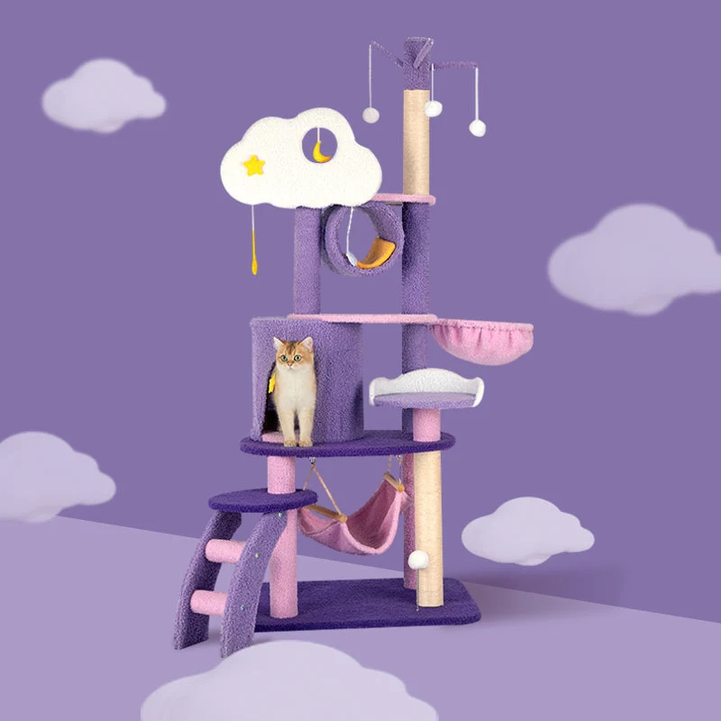 Moonlight Cat Tree with Sisal Posts, Hammock and Night Sky Theme