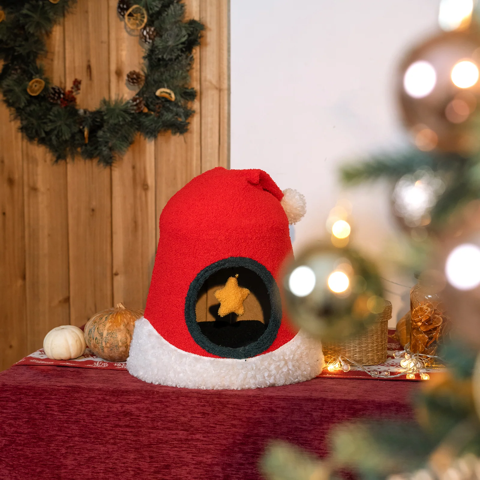 Christmas Tree Cat Bed Tent With Removable Top for Cats and Small Dogs