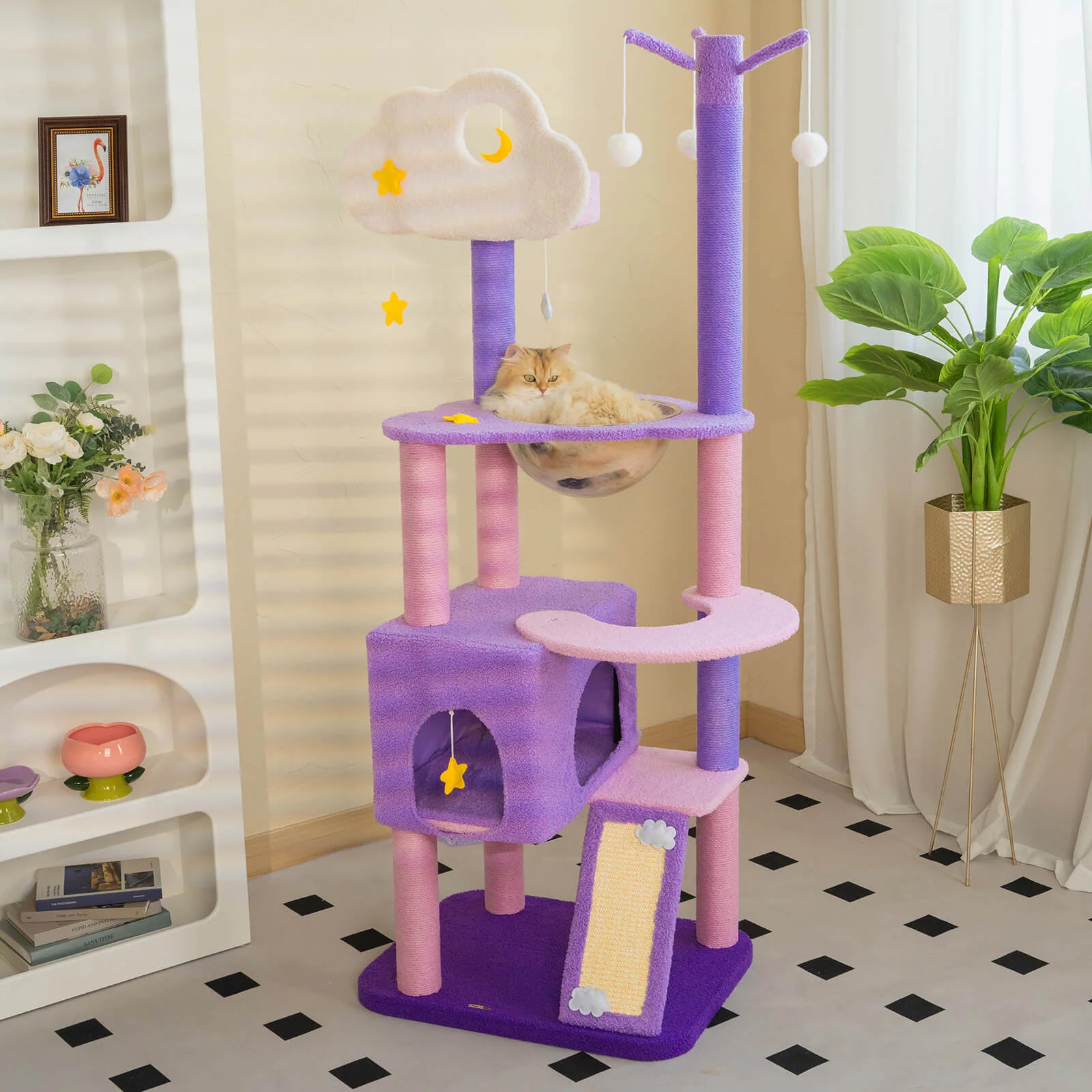 Moonlight Cat Tree with Sisal Posts, Hammock and Night Sky Theme