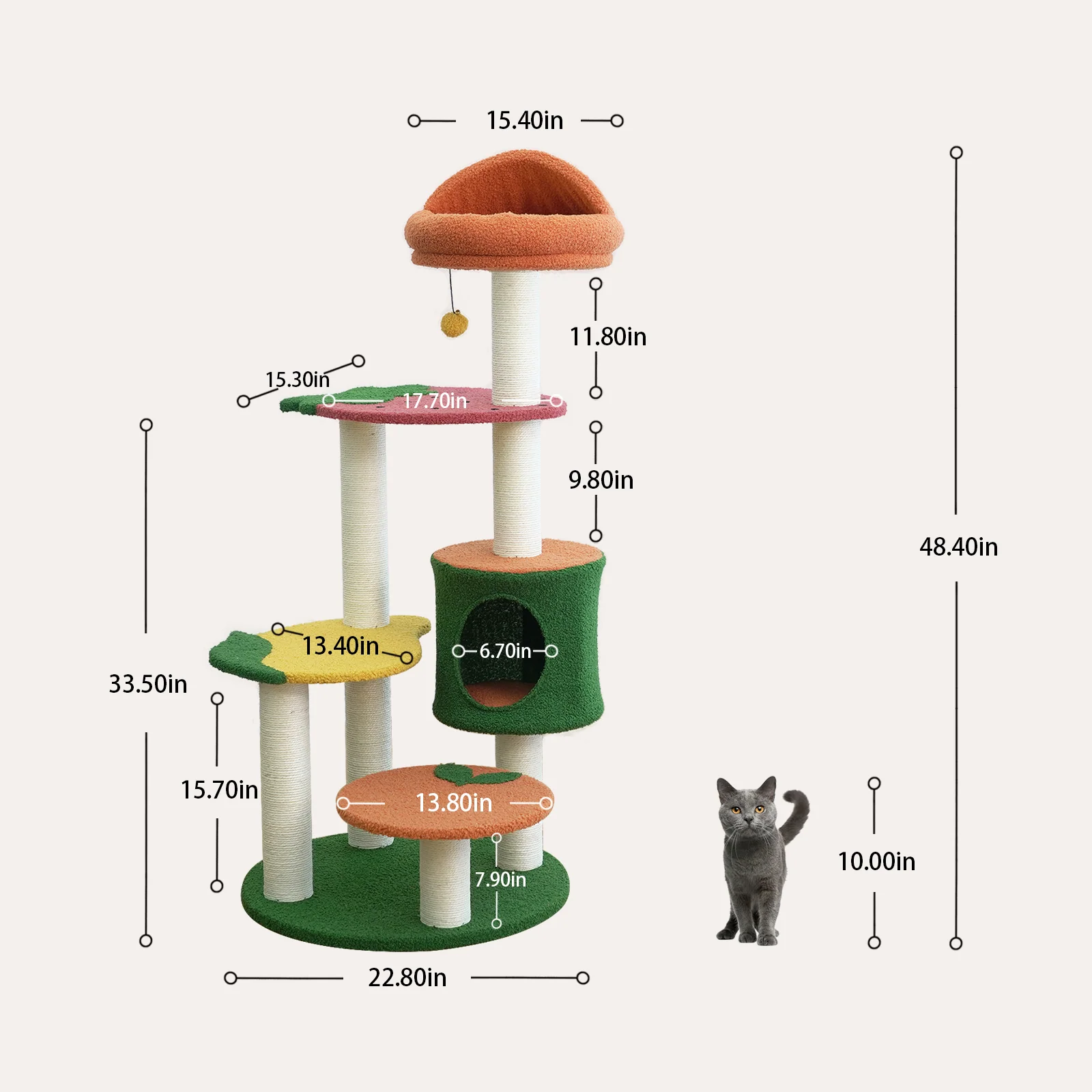Mango Çilek ve Portakal Platformlu Meyve Dünyası Kedi Ağacı