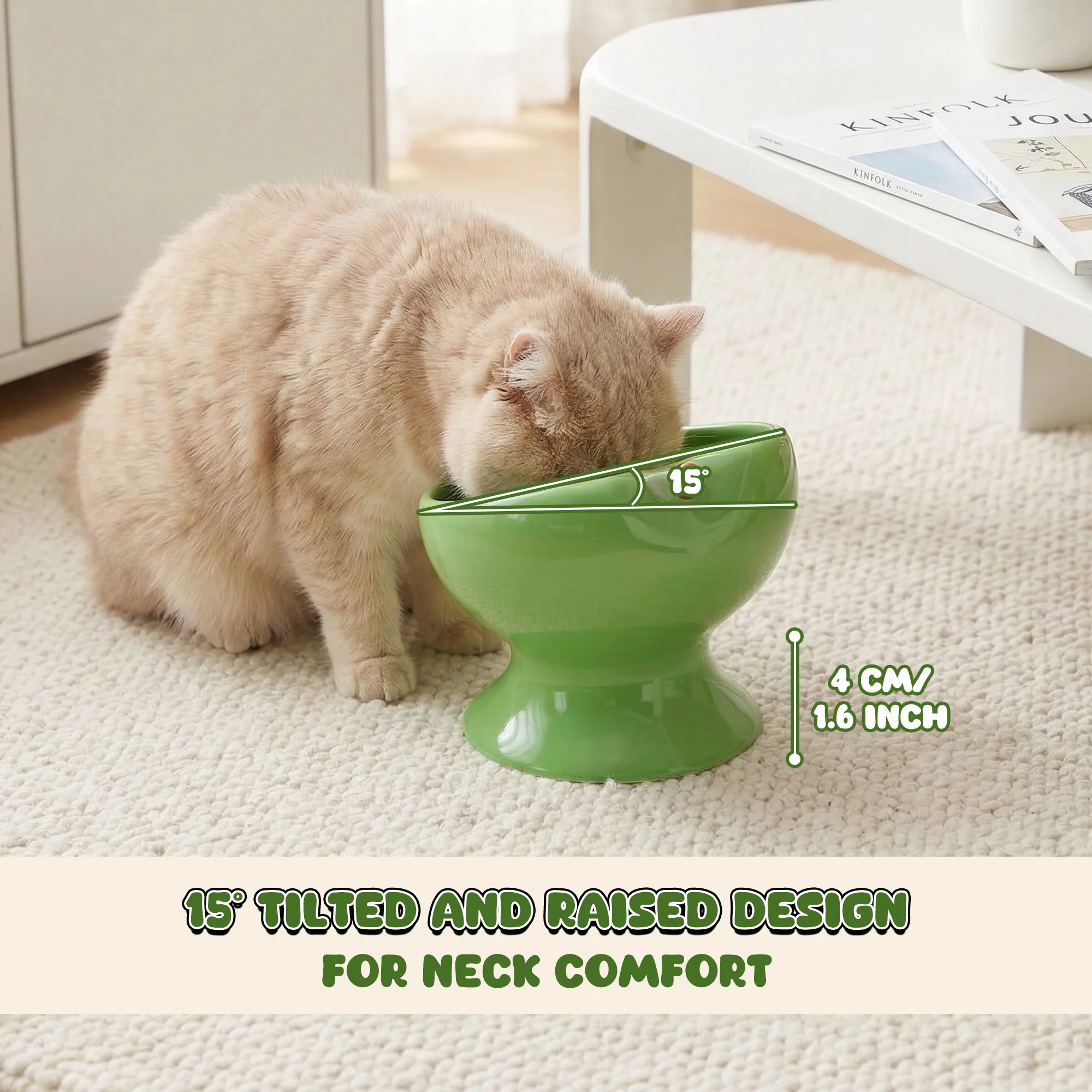 9oz Apple Bliss Elevated Cat Bowl in Ceramic, 9oz