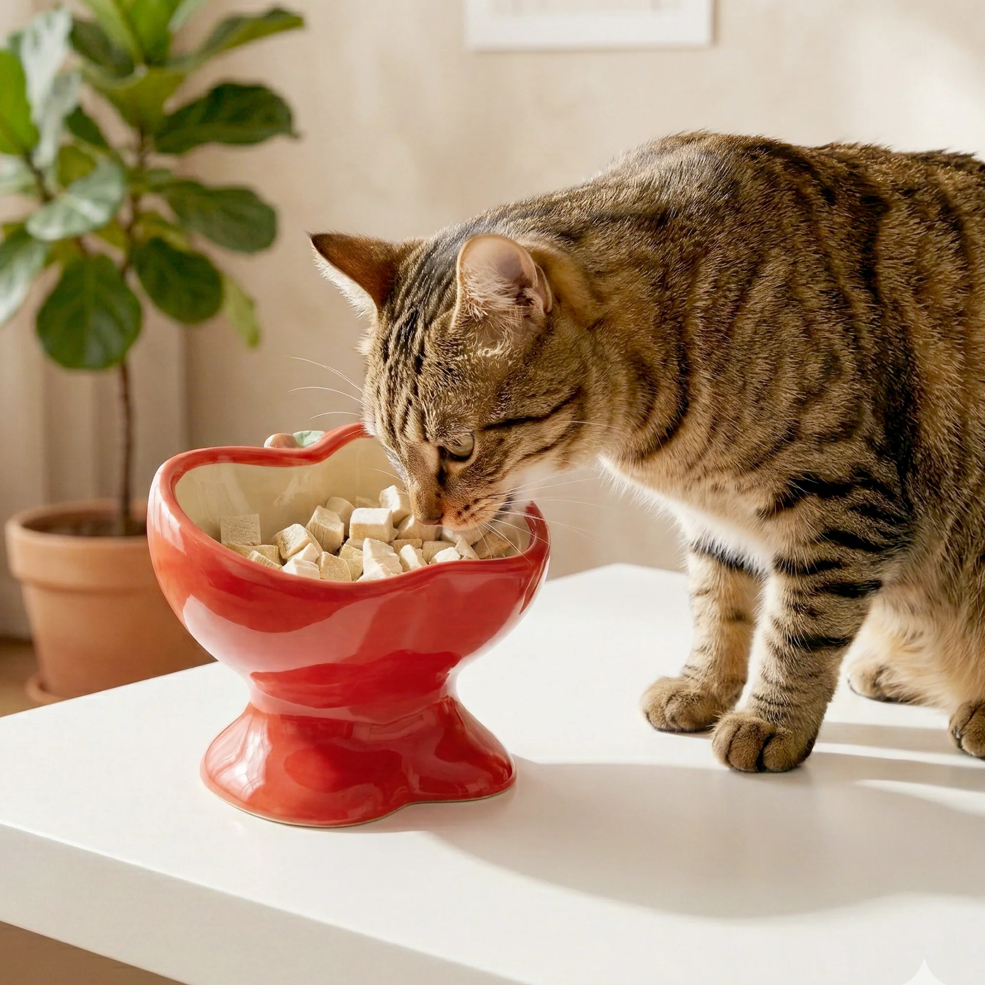 9oz Apple Bliss Elevated Cat Bowl in Ceramic, 9oz