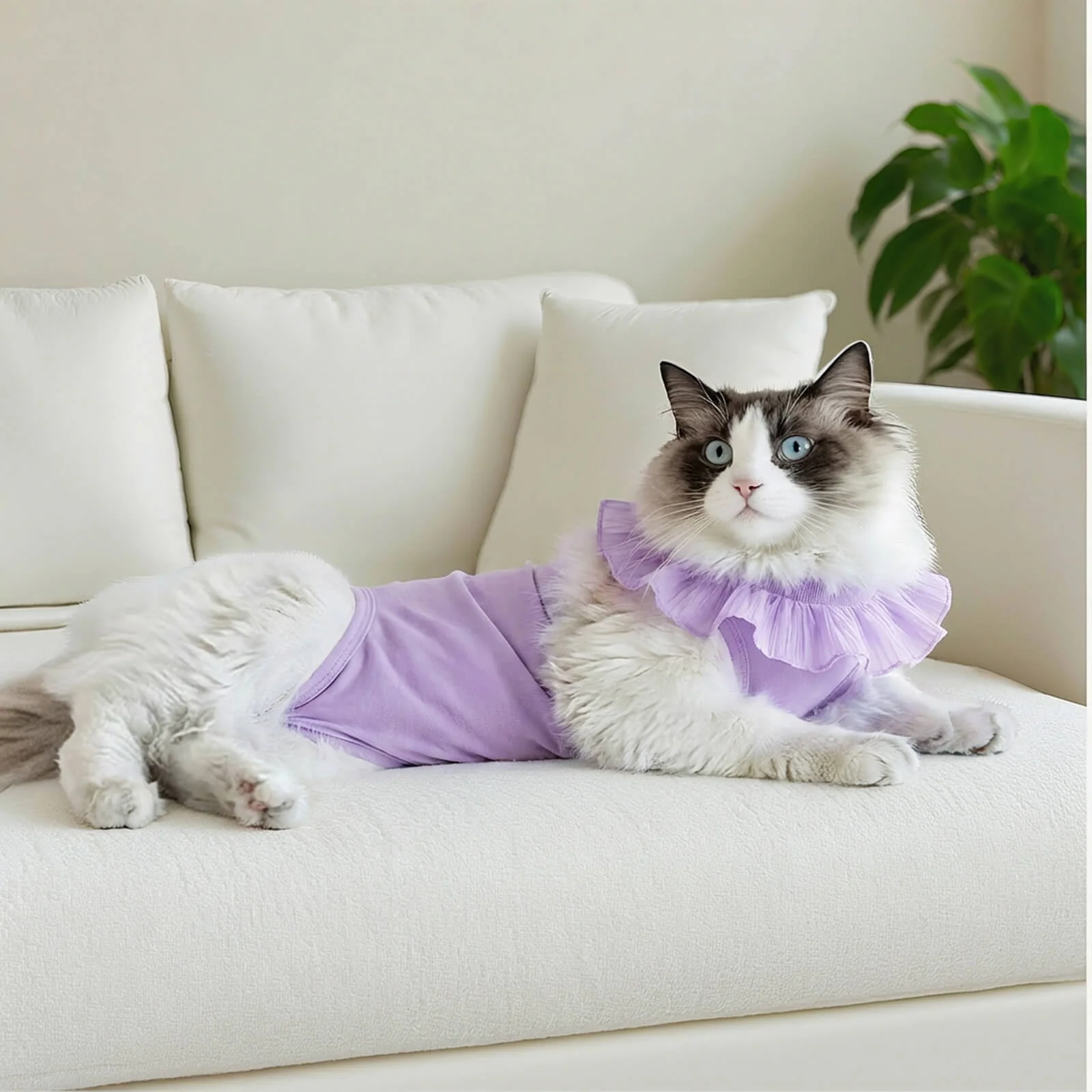 Body de recuperación postoperatorio para gatos de algodón suave