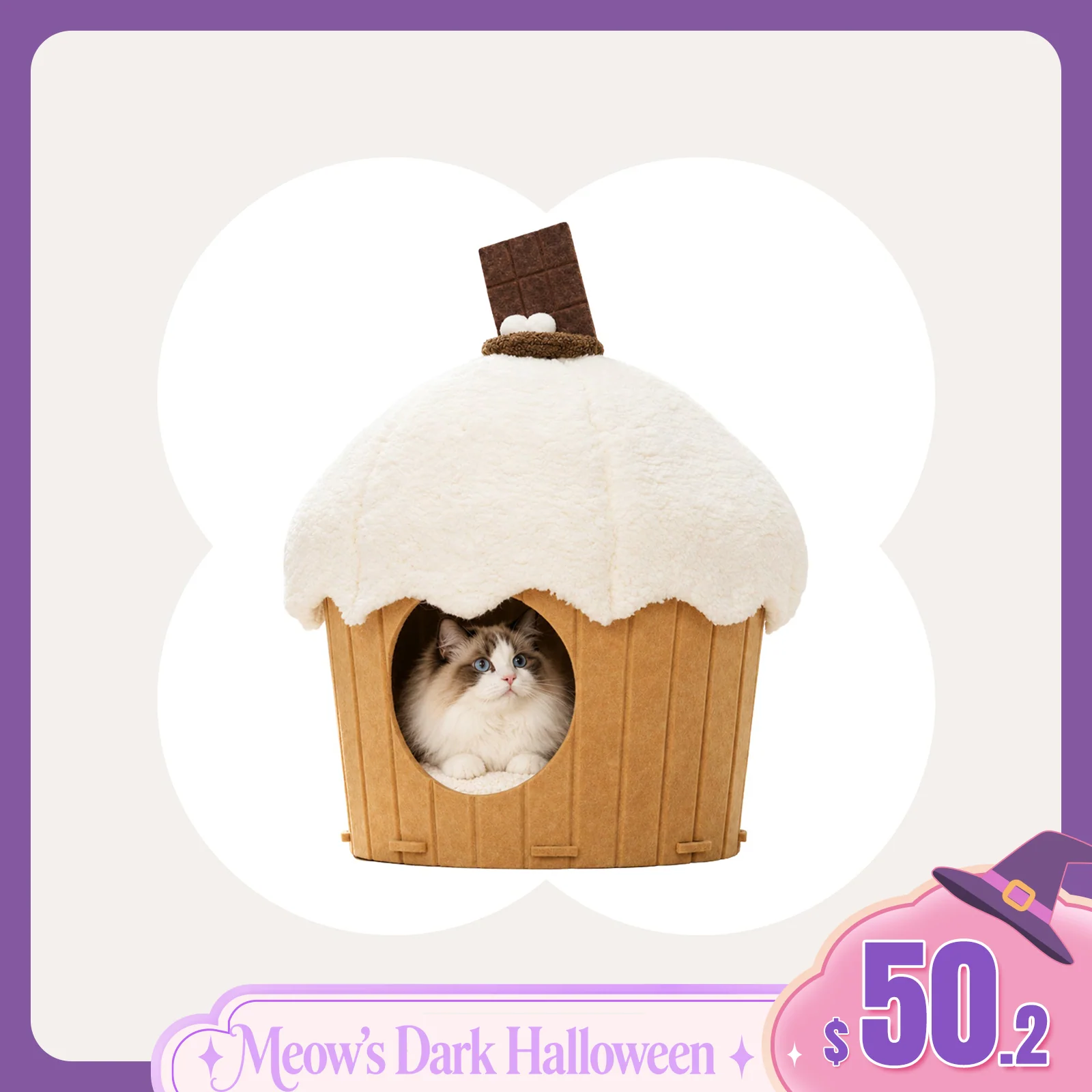 Cupcake 2-in-1 Felt Cat Condo with Removable Cushion