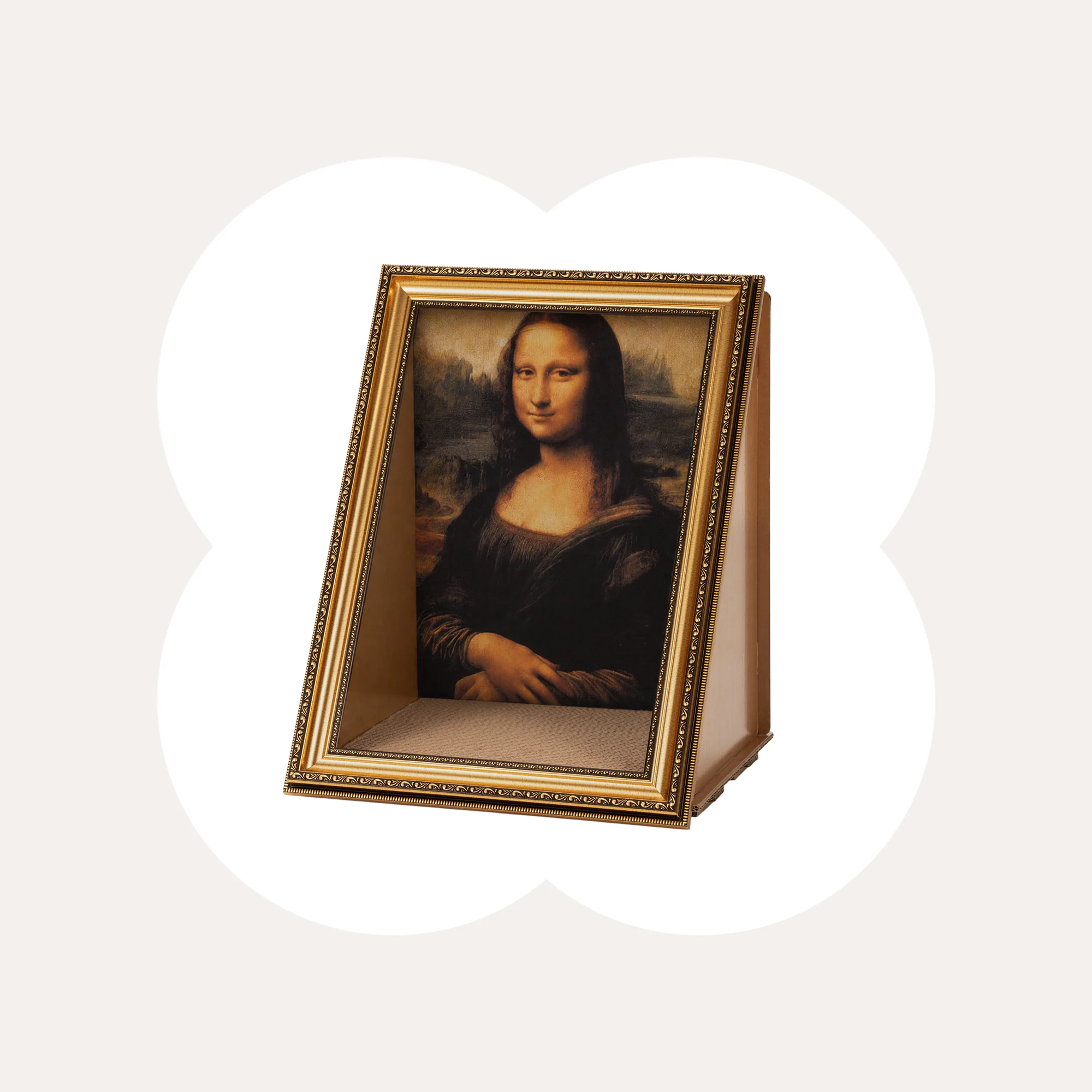 Forstærket retro kattehus med kradsetræ i kunstnerisk design til krads og hvil