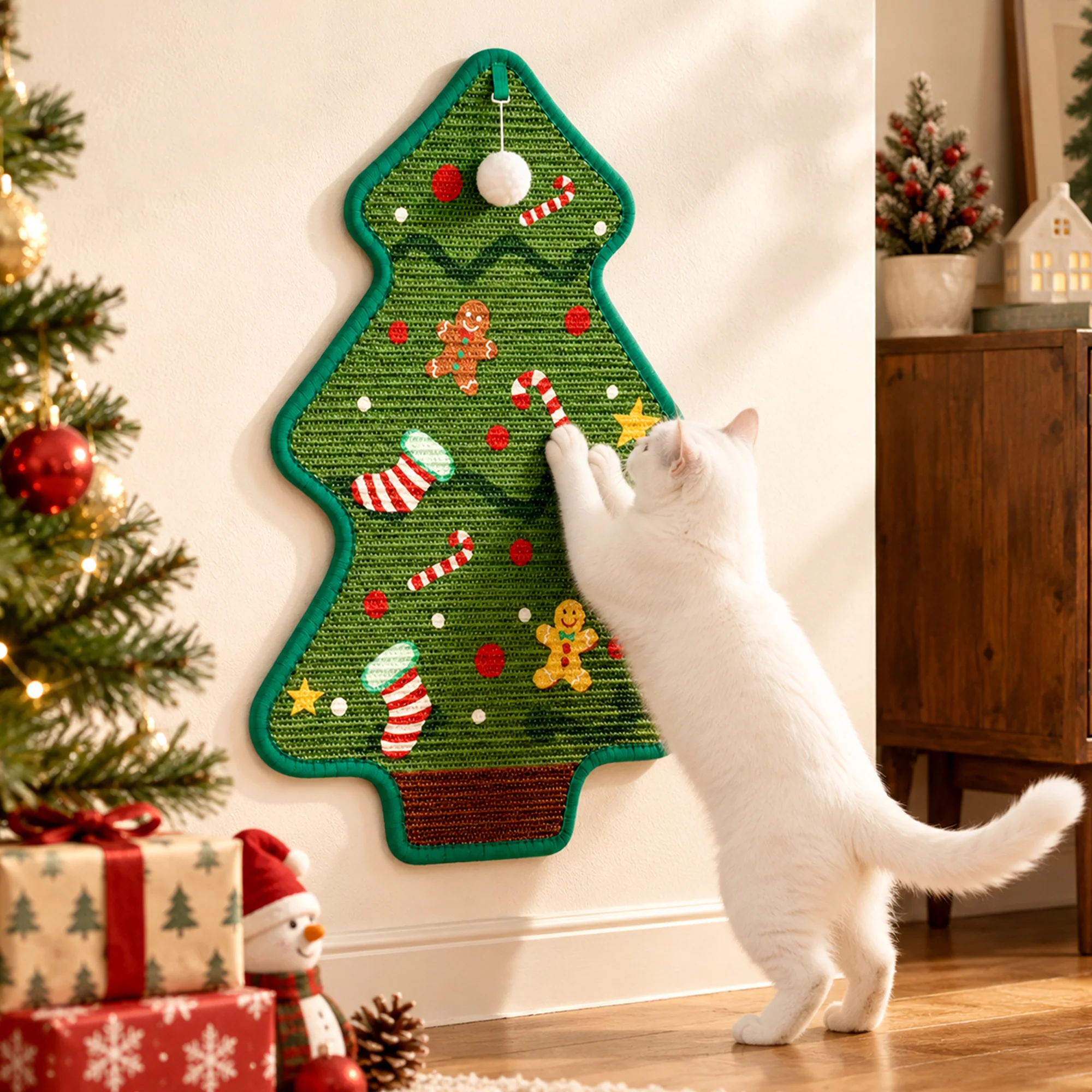 Robuste Weihnachtsbaum-Kratzmatte aus Sisal für Katzen