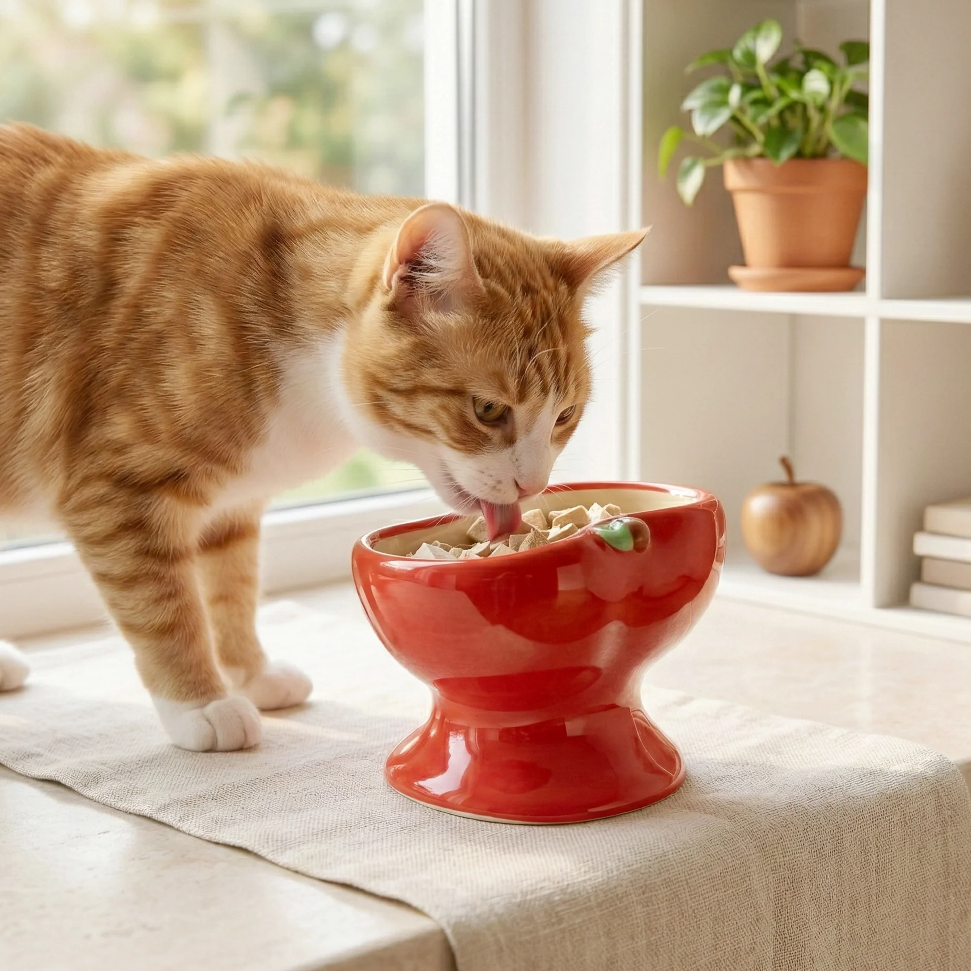 9oz Apple Bliss Elevated Cat Bowl in Ceramic, 9oz