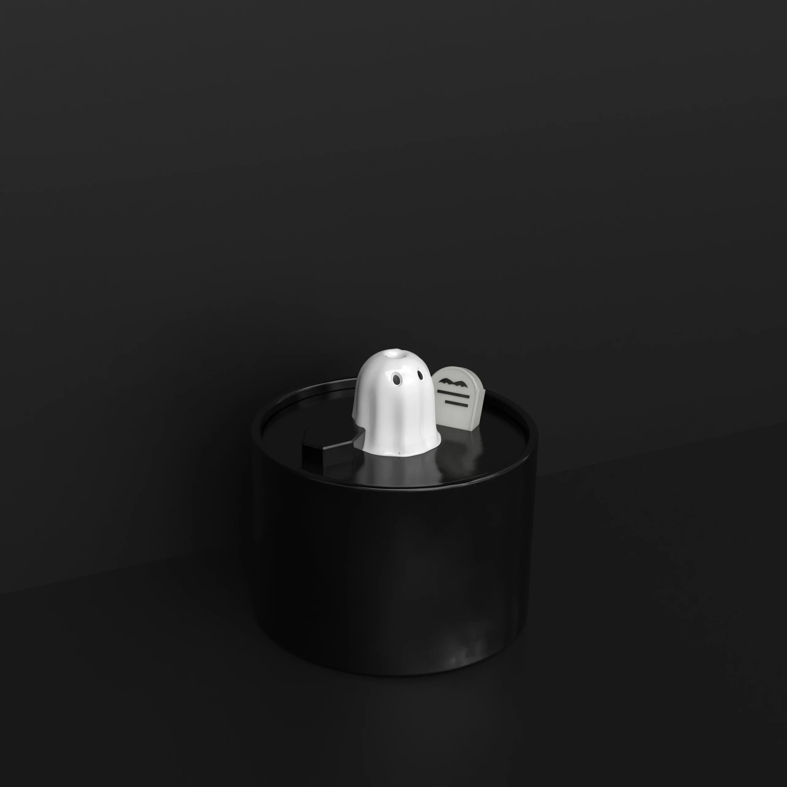 50oz / 1.5L Ceramic Ghost Cat Water Fountain with Quiet Flow