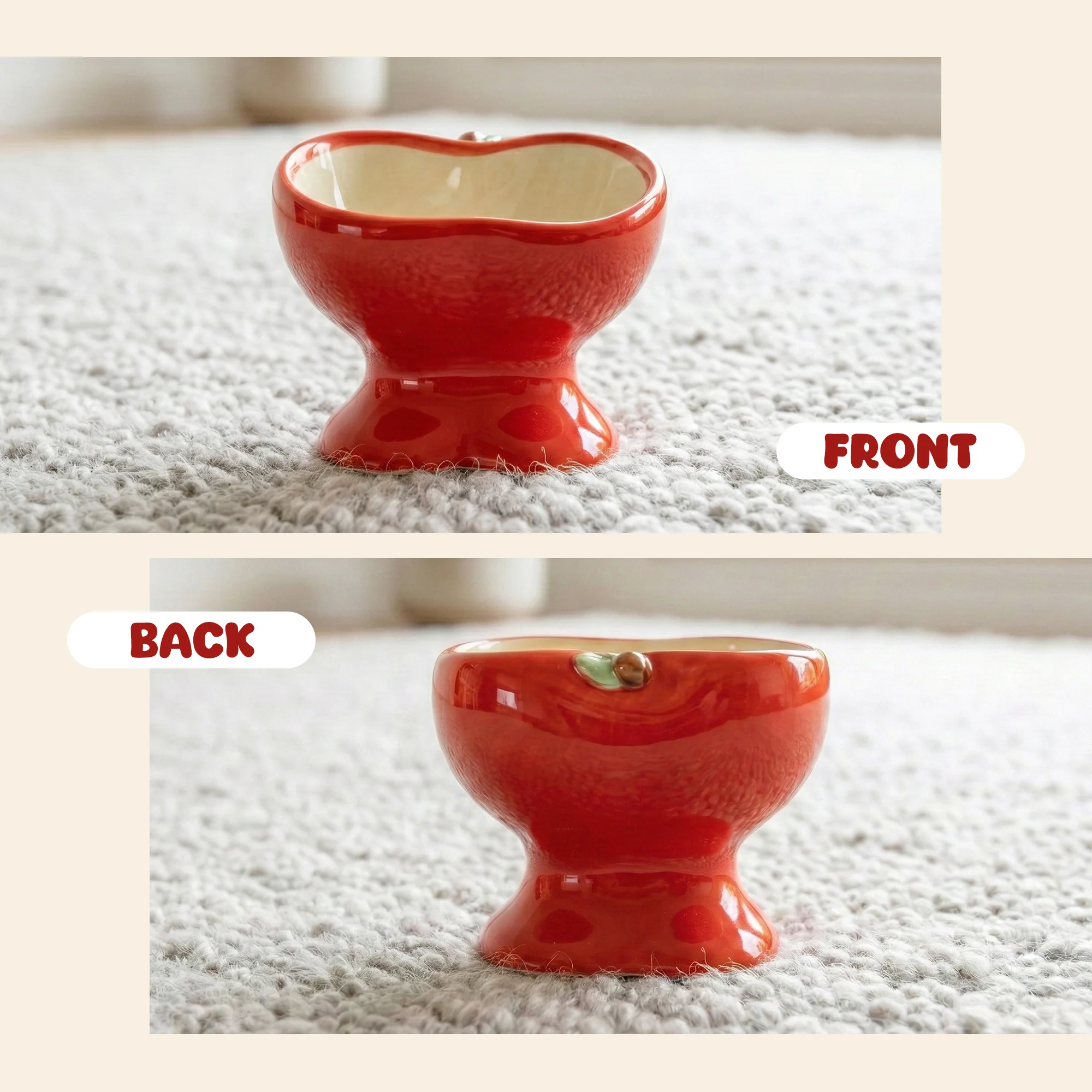 9oz Apple Bliss Elevated Cat Bowl in Ceramic, 9oz