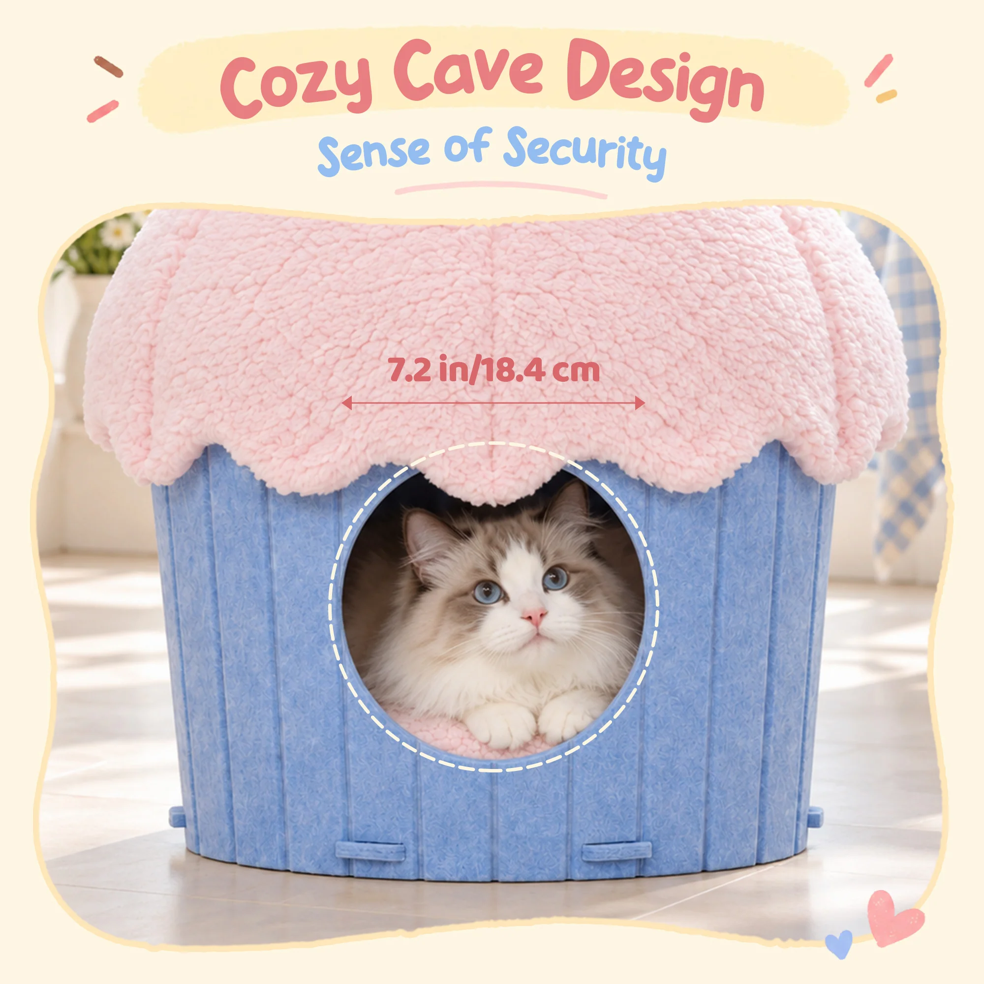 Cupcake 2-in-1 Felt Cat Condo with Removable Cushion