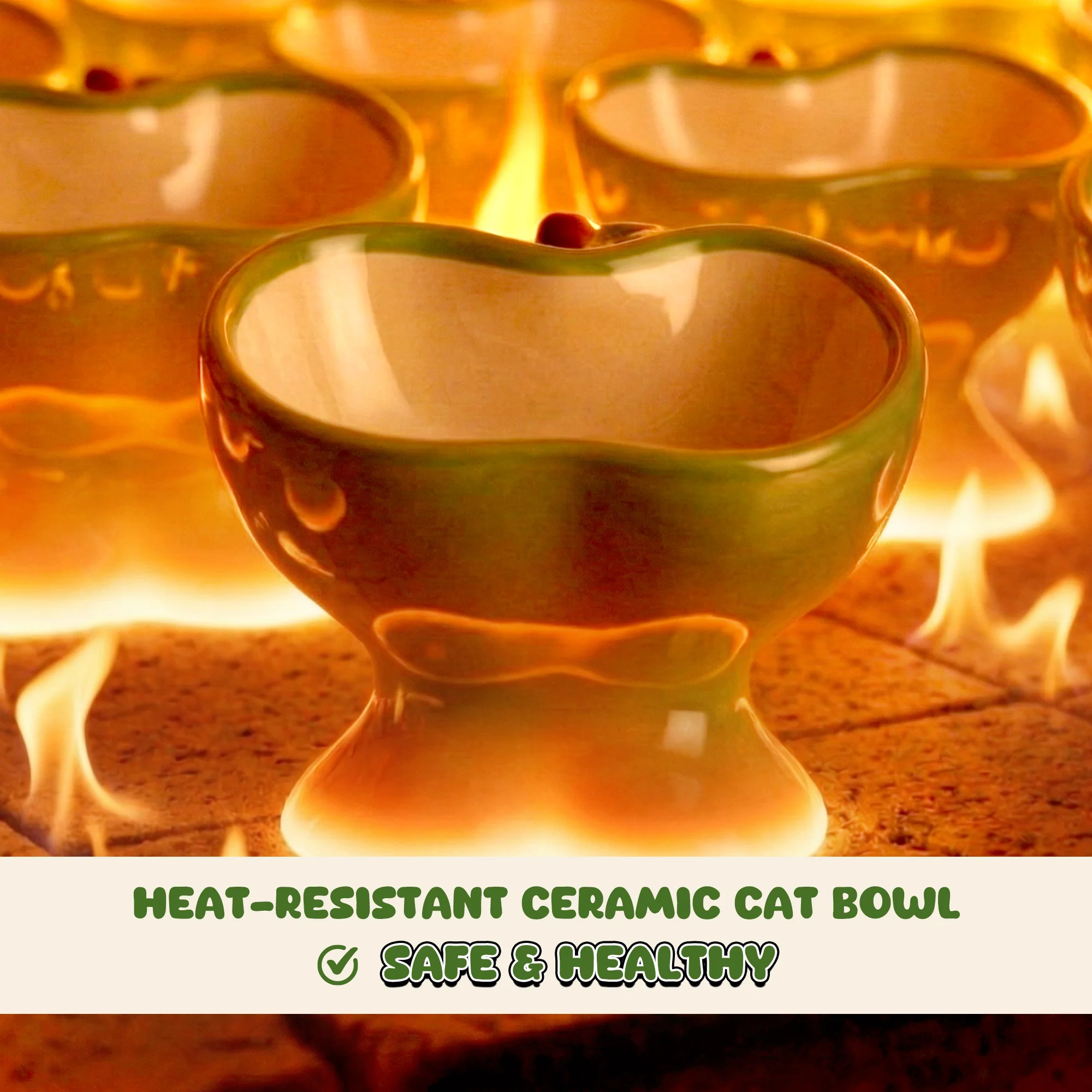 9oz Apple Bliss Elevated Cat Bowl in Ceramic, 9oz