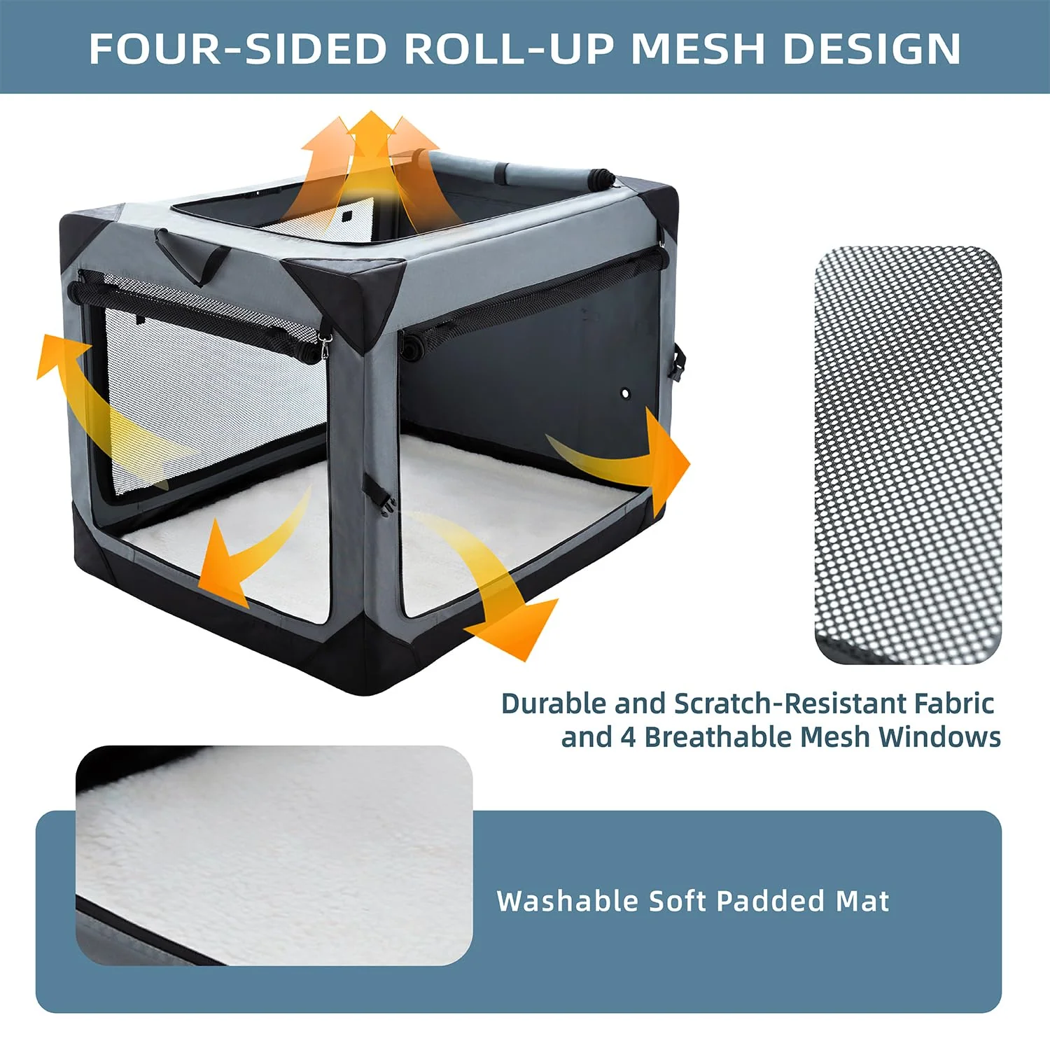 Lightweight Dog Kennels in 600D Oxford Cloth with Mesh Entrances