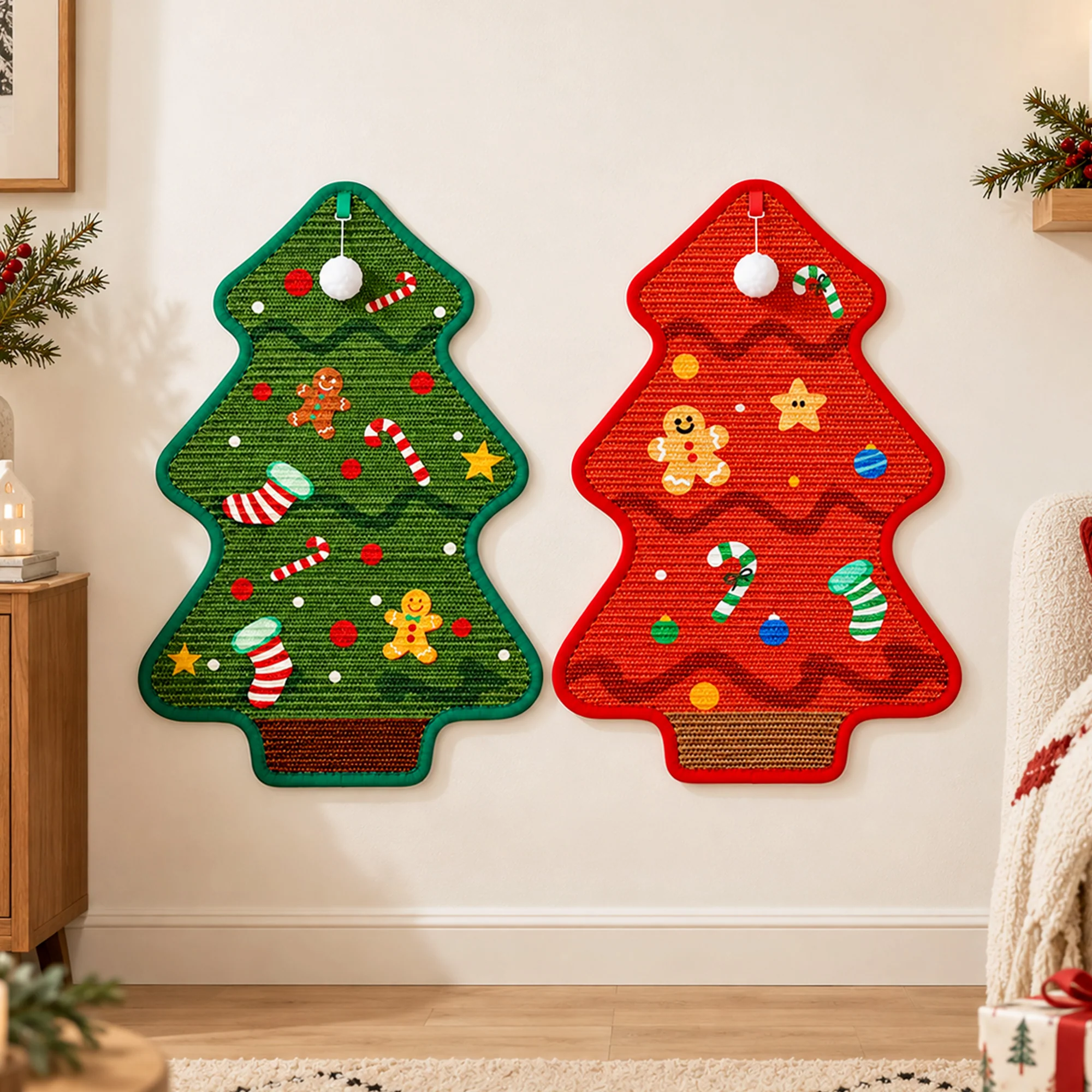 Robuste Weihnachtsbaum-Kratzmatte aus Sisal für Katzen