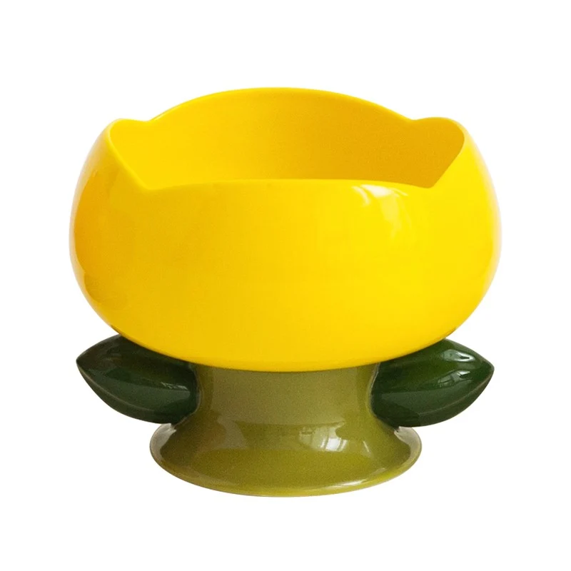 Flower Shape Ceramic Raised Cat Bowl for Easier Mealtimes