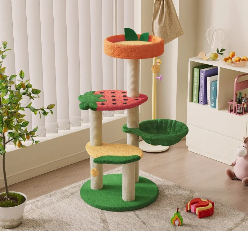 Mango Çilek ve Portakal Platformlu Meyve Dünyası Kedi Ağacı