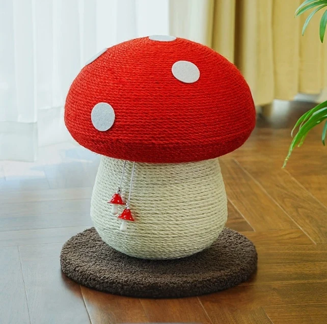 Mushroom Cat Scratcher Sisal Toy for Kittens and Small Cats