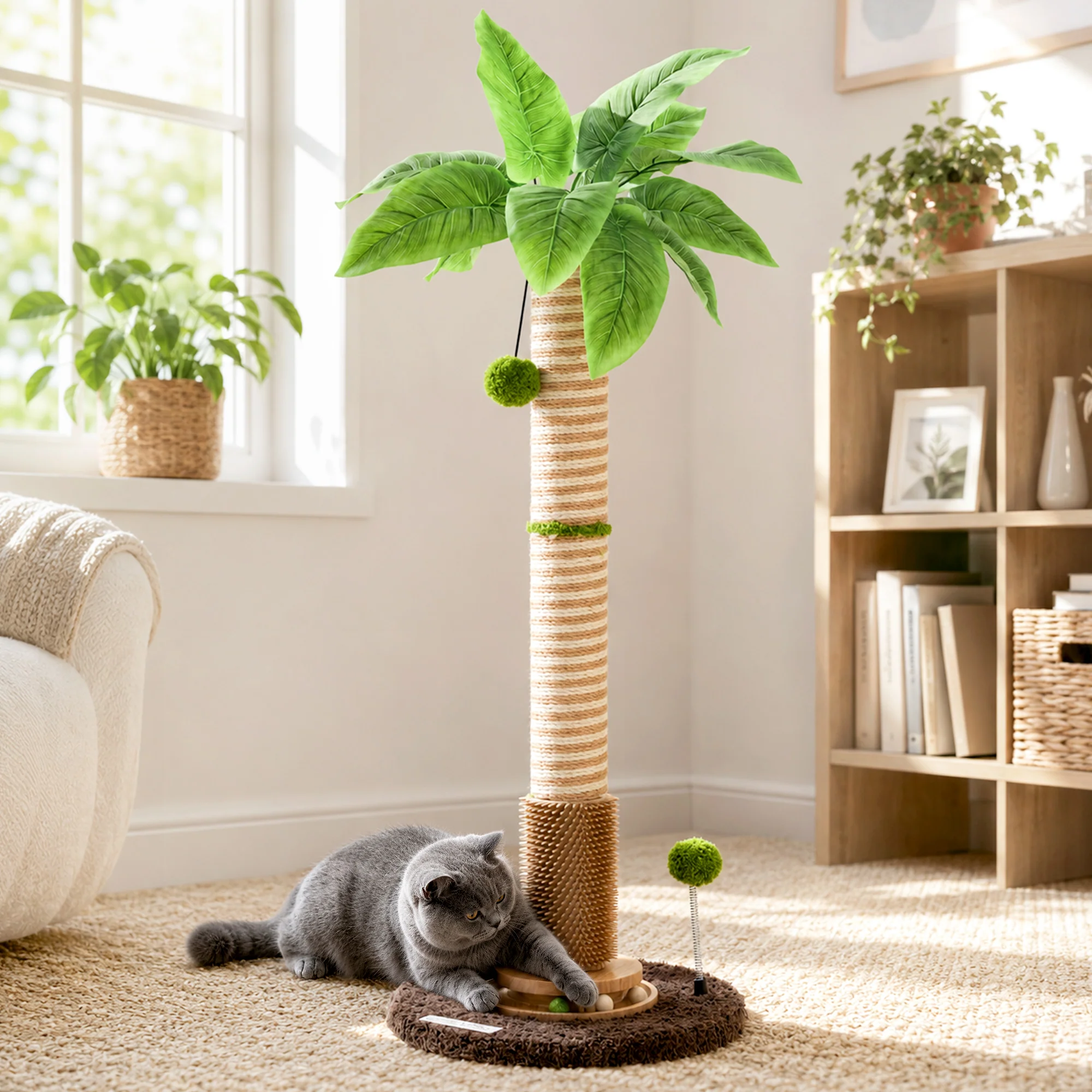 Kokospalme Kratzbaum mit Spielball