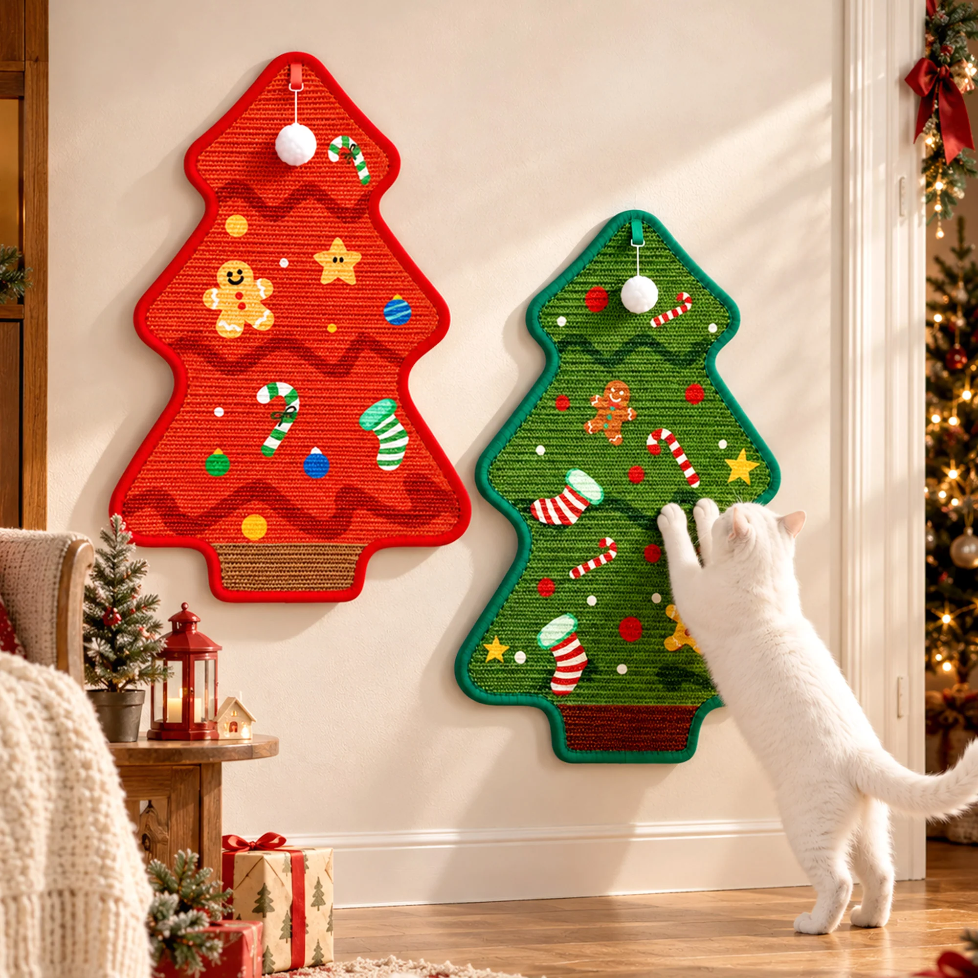 Robuste Weihnachtsbaum-Kratzmatte aus Sisal für Katzen