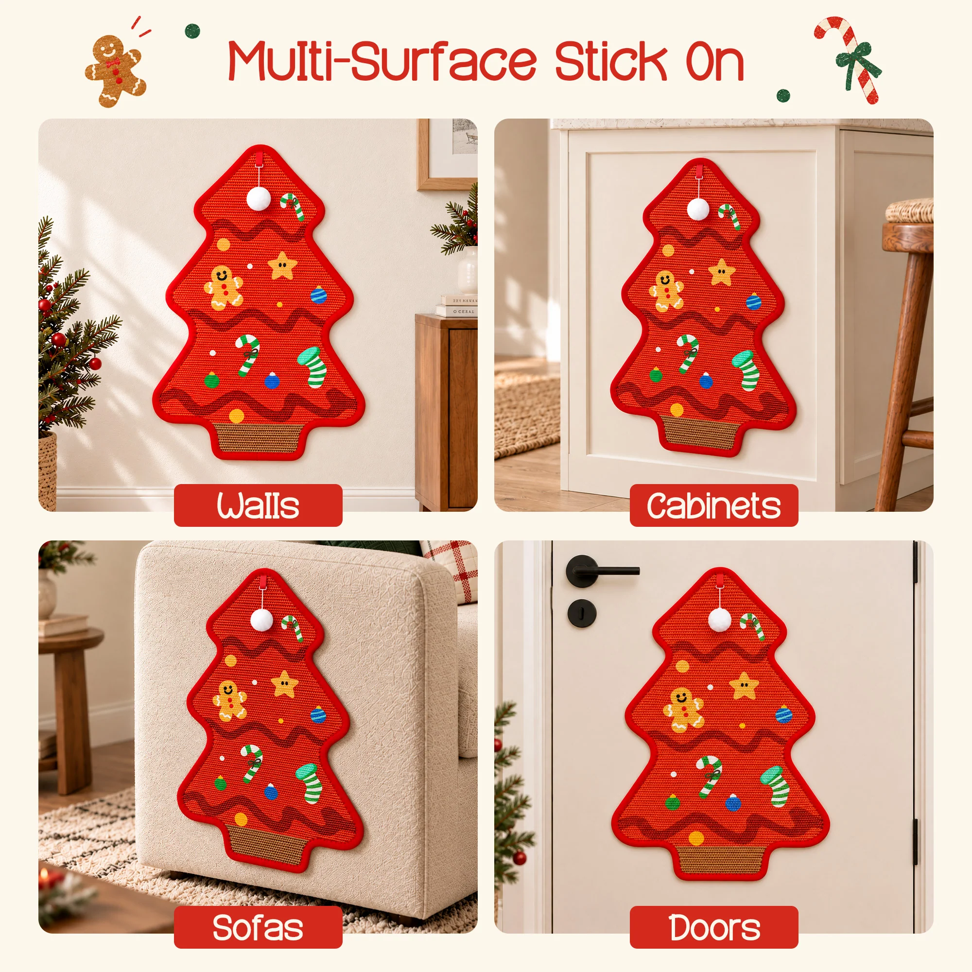 Robuste Weihnachtsbaum-Kratzmatte aus Sisal für Katzen