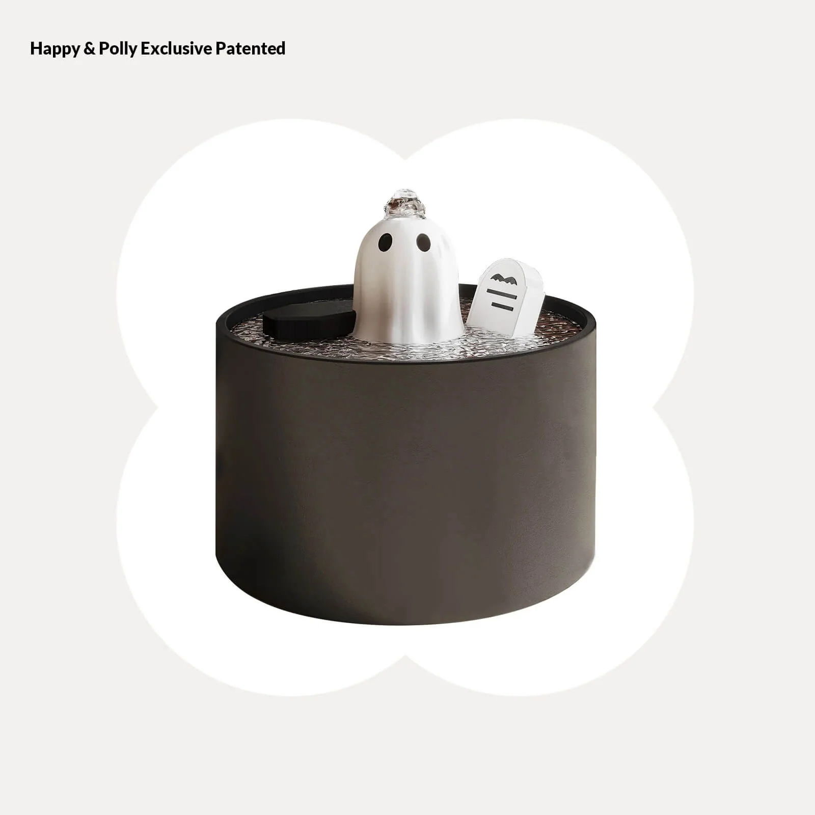 50oz / 1.5L Ceramic Ghost Cat Water Fountain with Quiet Flow