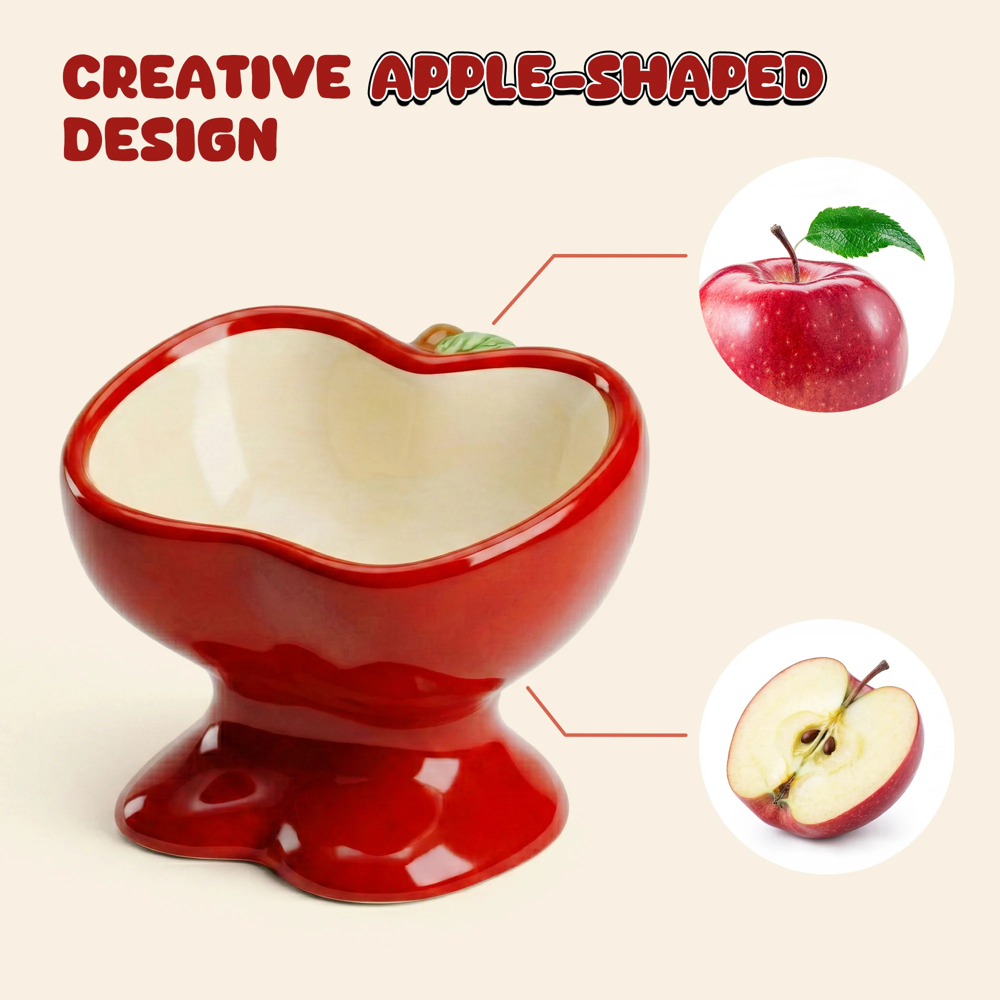 9oz Apple Bliss Elevated Cat Bowl in Ceramic, 9oz