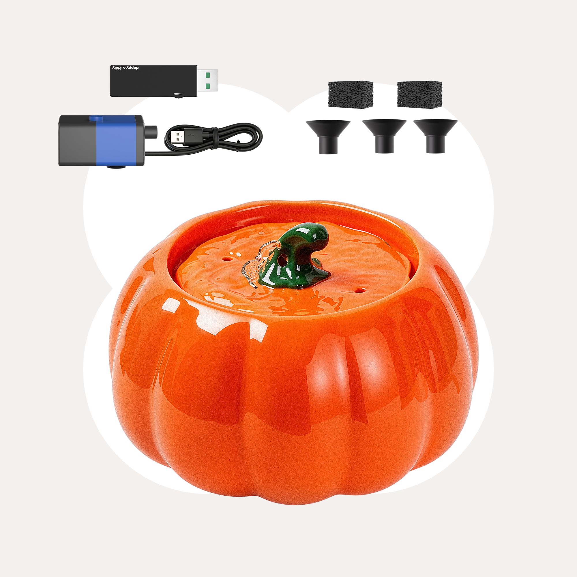 44oz Pumpkin Patch Cat Water Fountain, 44 fl oz