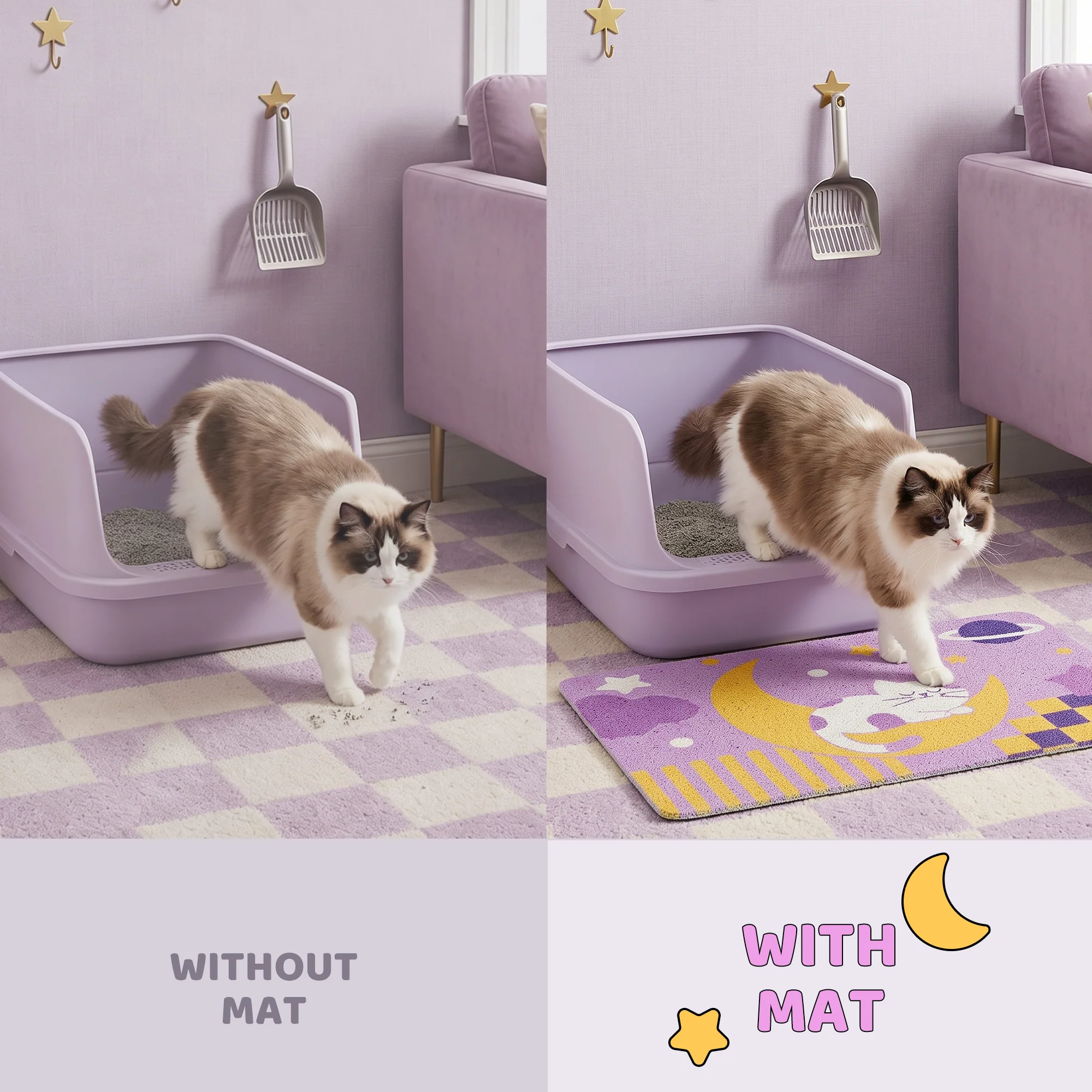 Tapis de litière pour chat Moonlight Dream avec surface à boucle piégeante